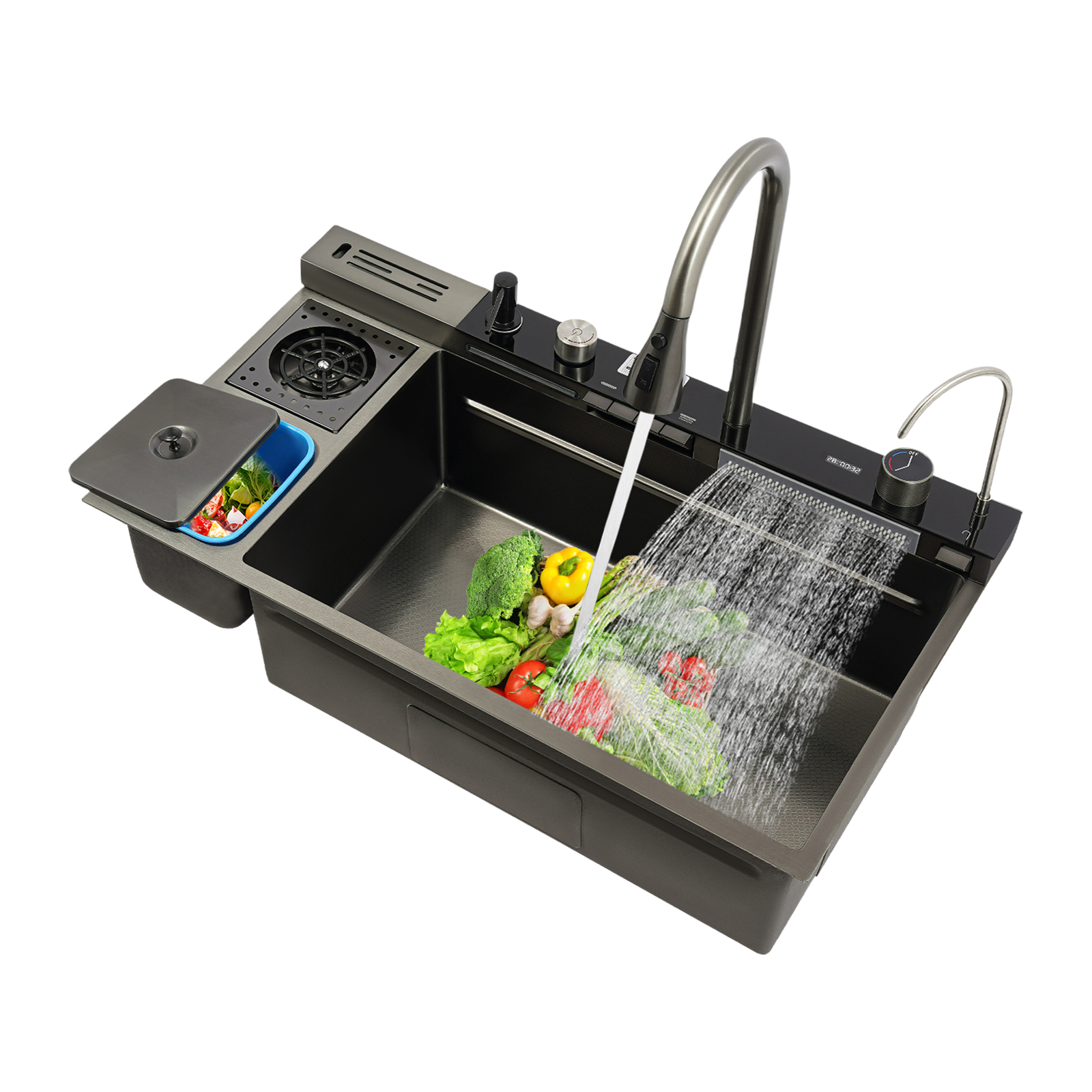 82x48cm fully equipped - piano key sink with cup washer and trash can