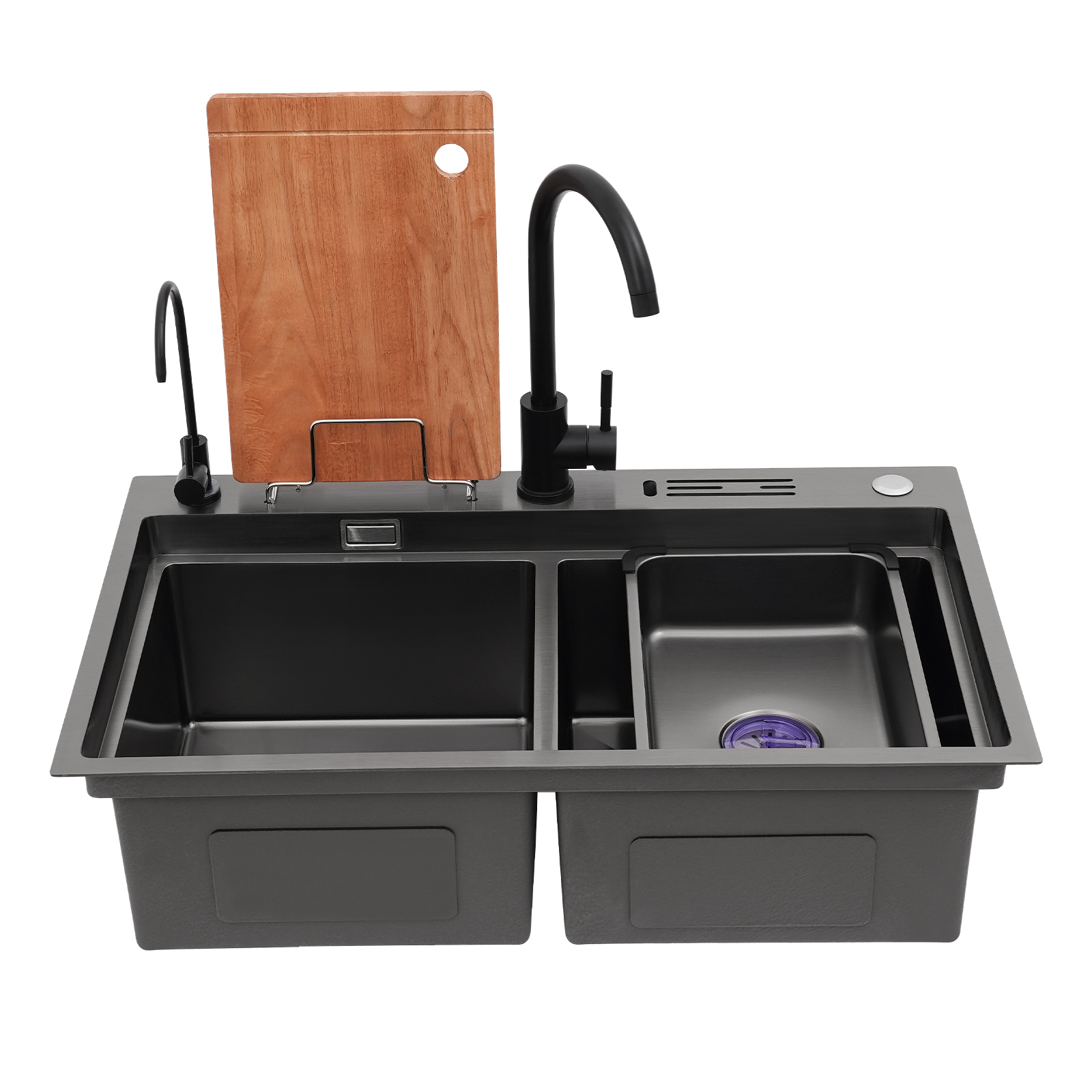 Double-bowl stainless steel sink, multi-functional kitchen sink