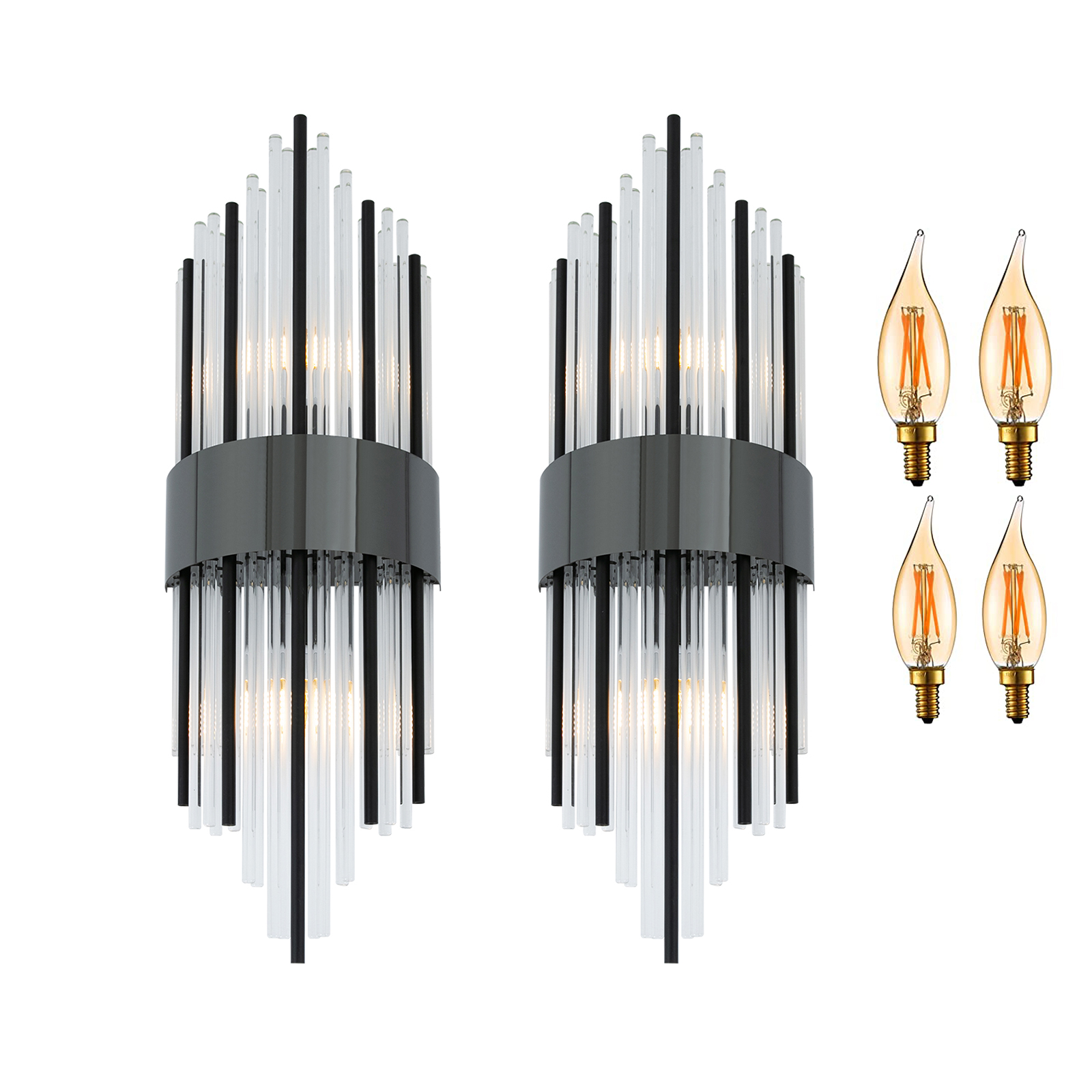 Moderne Wandlampe Schwarze Wandleuchte 2-flammige Wandleuchte