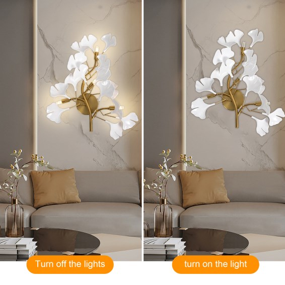 Ginkgo Design Wand Lampe Retro Goldene Ginkgo Moderne Innen Luxus Wand Lampe