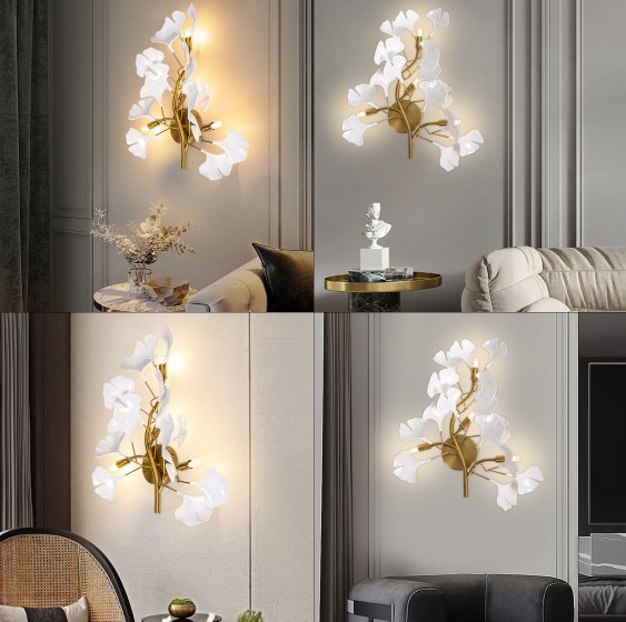 Ginkgo Design Wand Lampe Retro Goldene Ginkgo Moderne Innen Luxus Wand Lampe