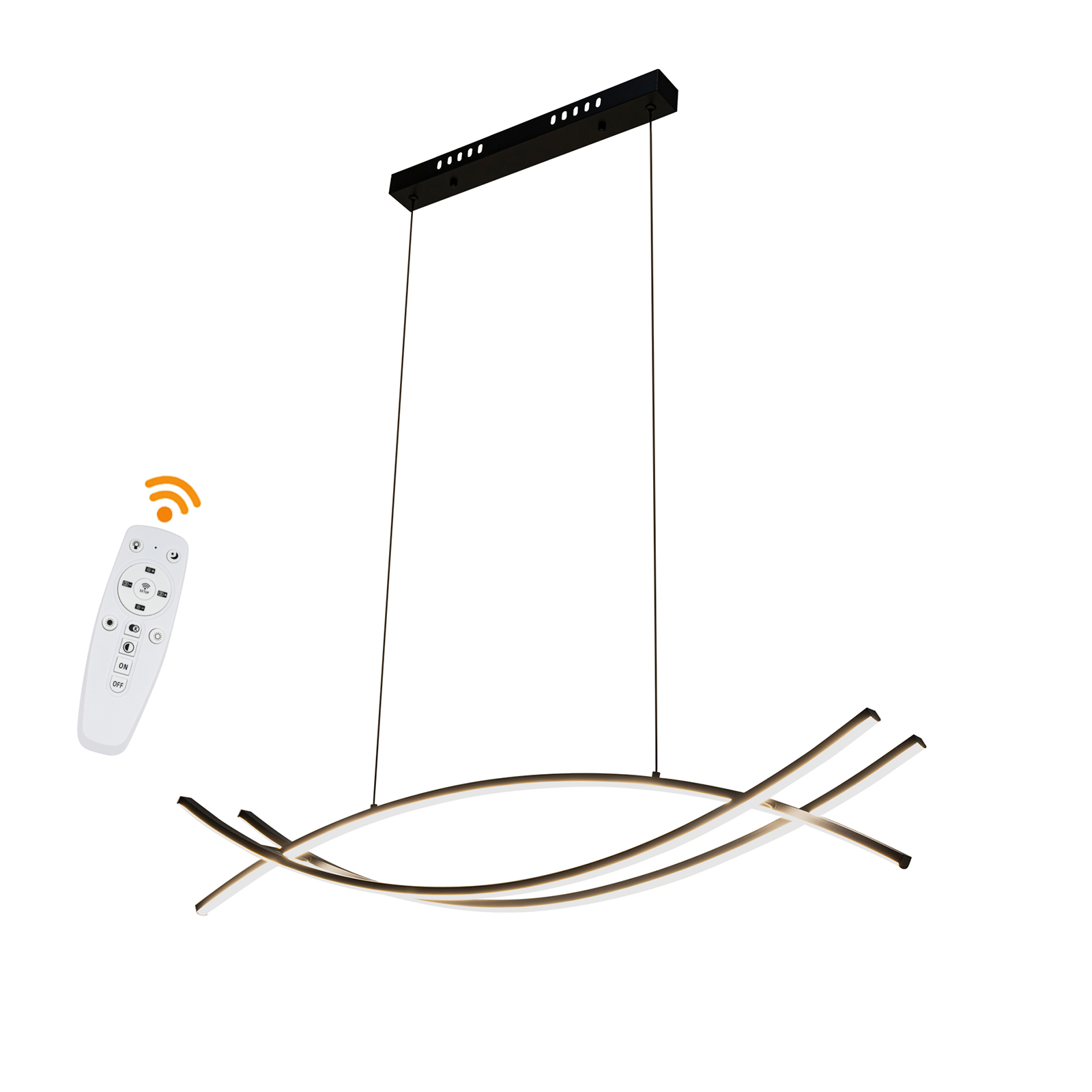 Minimalistischer LED-Kronleuchter mit geschwungener Linie
