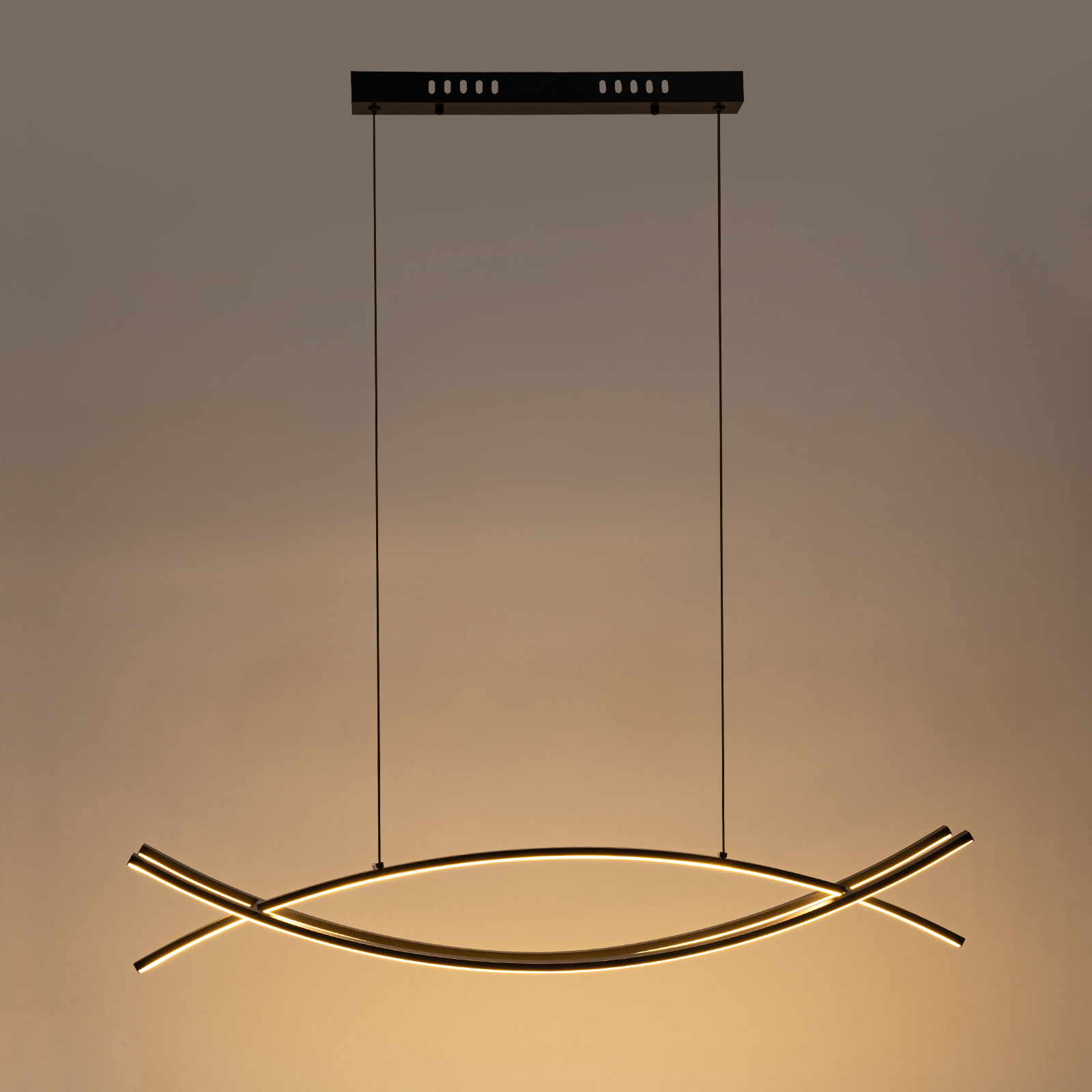Minimalistischer LED-Kronleuchter mit geschwungener Linie
