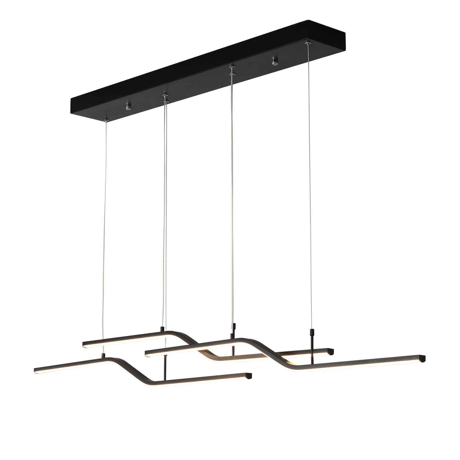 3 - Licht Küche Linear LED Anhänger Geeignet Für Die Wohnzimmer Küche Balkon Flur Bad Keller Fernbedienung Schwarz