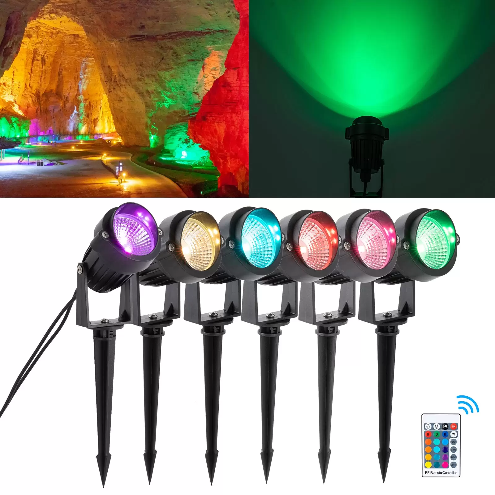 6-teilige LED RGB Garten Feenlicht Garten Beleuchtung Licht Außen Fernbedienung