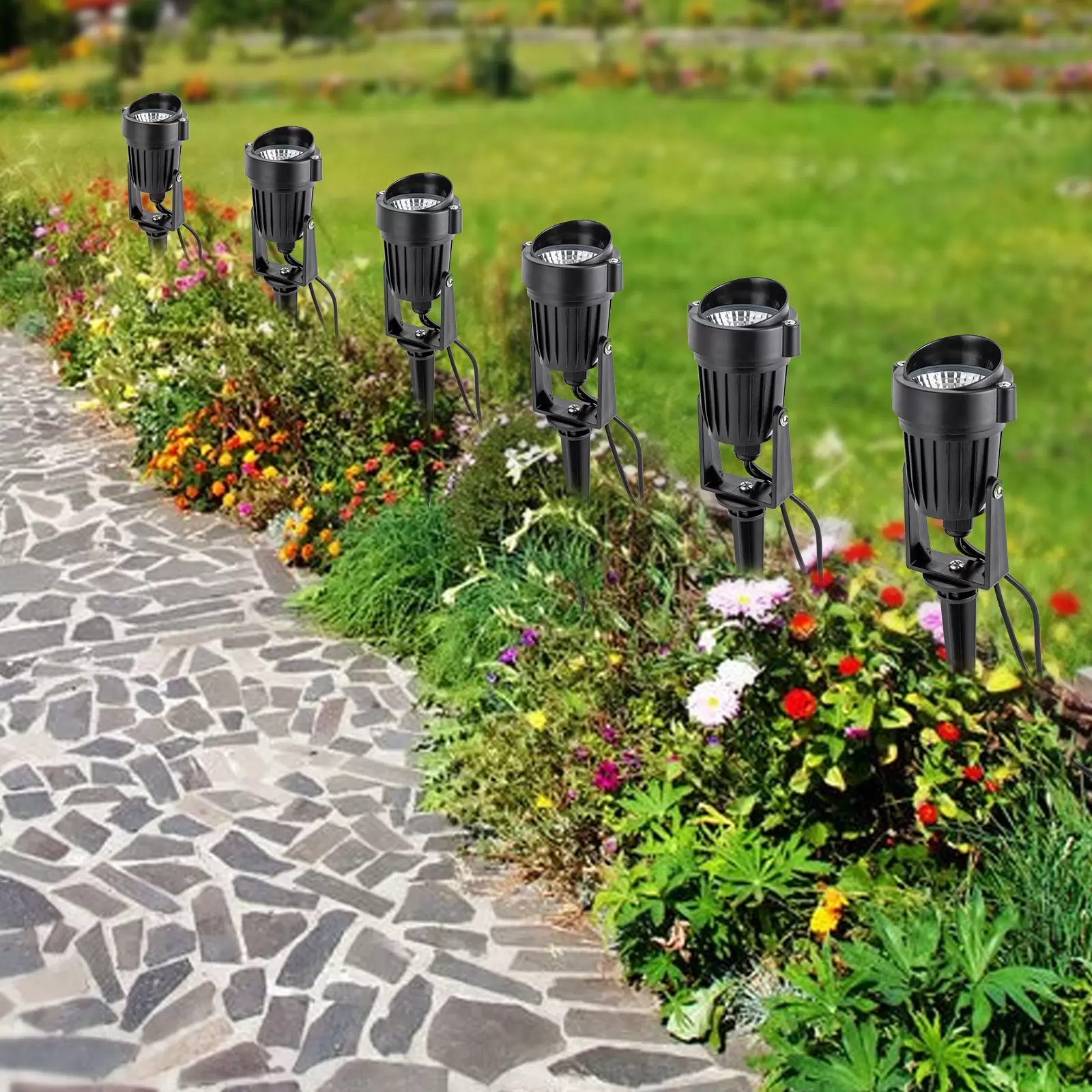 6-teilige LED RGB Garten Feenlicht Garten Beleuchtung Licht Außen Fernbedienung