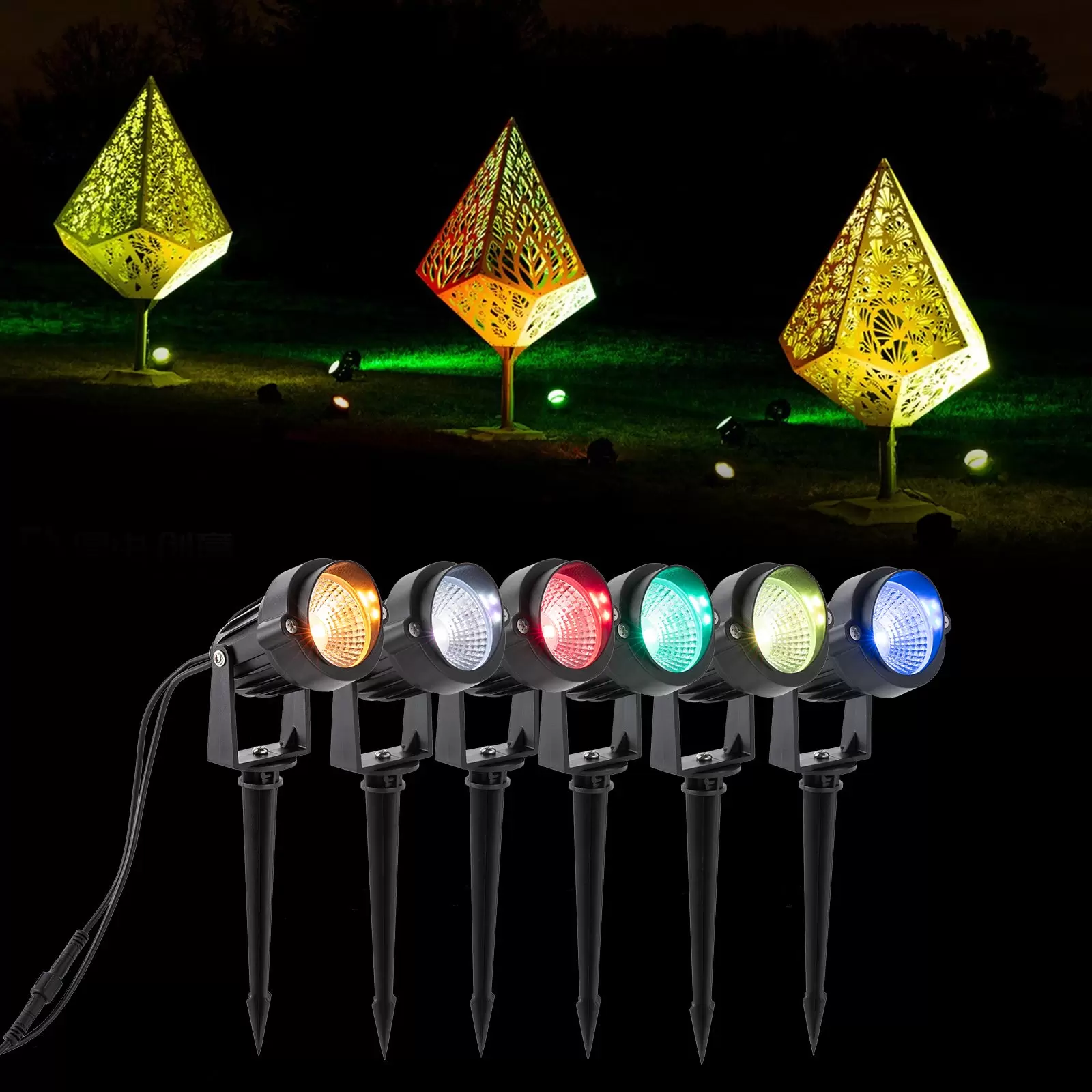 6-teilige LED RGB Garten Feenlicht Garten Beleuchtung Licht Außen Fernbedienung