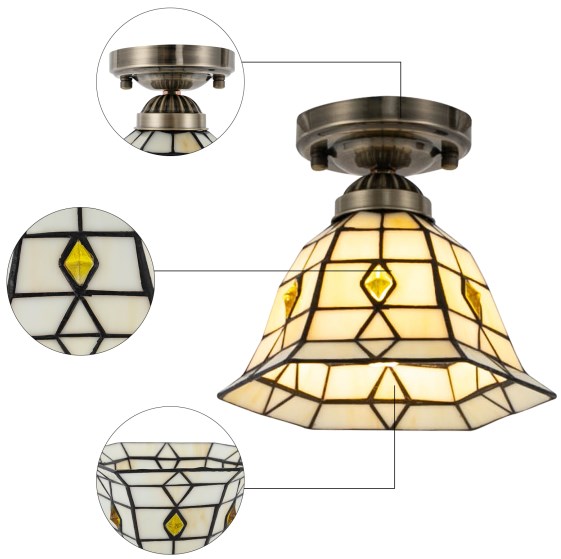 Deckenleuchte, Halbdeckenleuchte, Retro Deckenlampe, 20cm Deckenleuchte, Halbdeckenleuchte, Retro Deckenlampe, 20cm