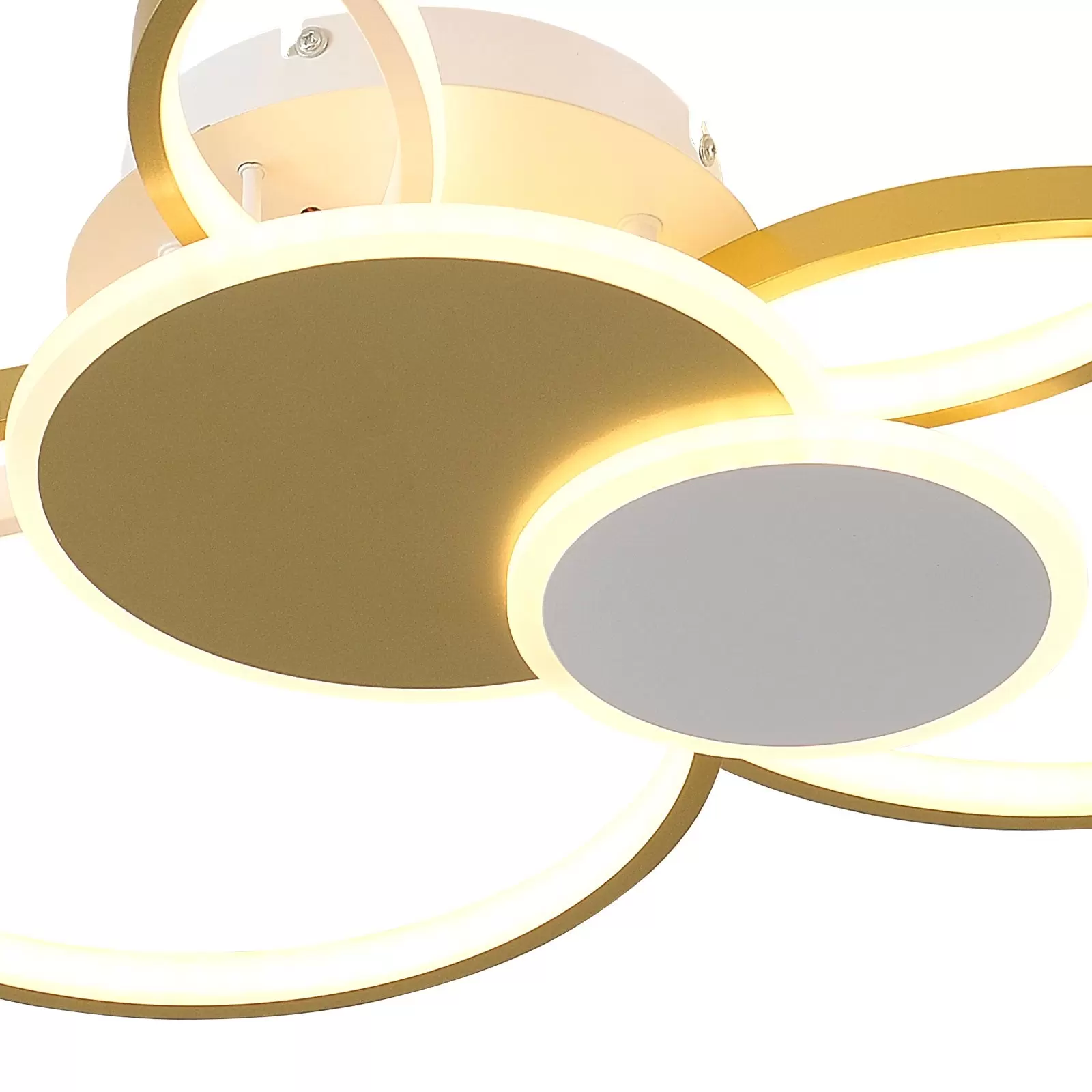 Moderne LED Deckenleuchte 65W dimmbare LED Deckenleuchte mit Fernbedienung 6 Ringe Unterputz Deckenleuchte Gold Deckenleuchter