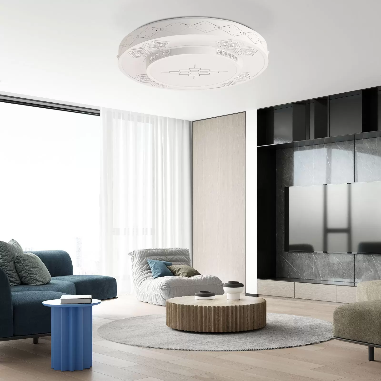 60cm LED Deckenleuchte Dimmbar Deckenlampe 3-Farbige Wohnzimmer Arbeitszimmer