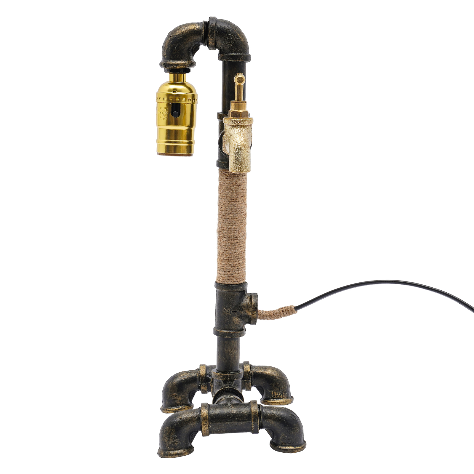 Tischlampe Schreibtischlampe Kreative industrielle Wasserrohrlampe für das Bett (ohne Glühbirne)