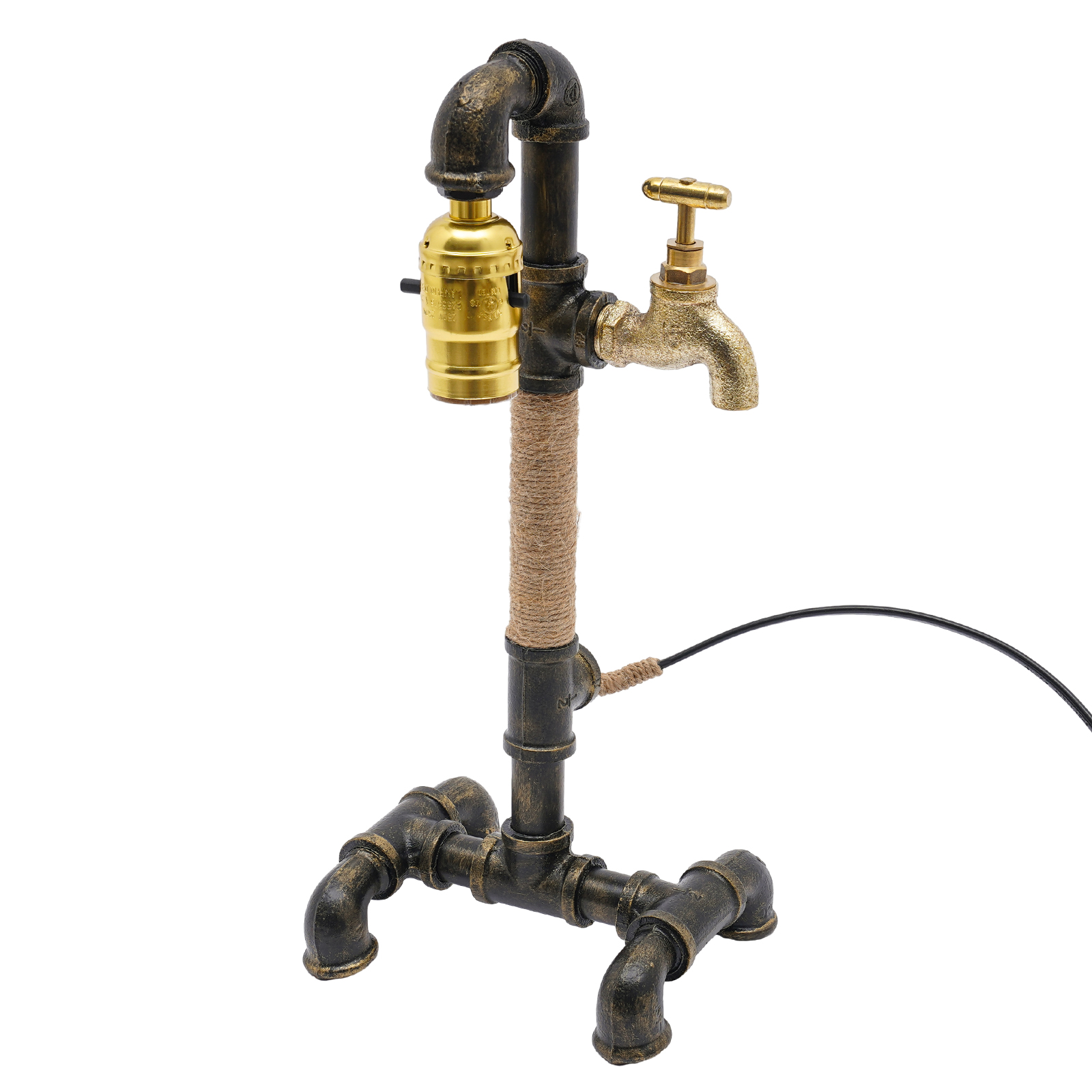 Tischlampe Schreibtischlampe Kreative industrielle Wasserrohrlampe für das Bett (ohne Glühbirne)