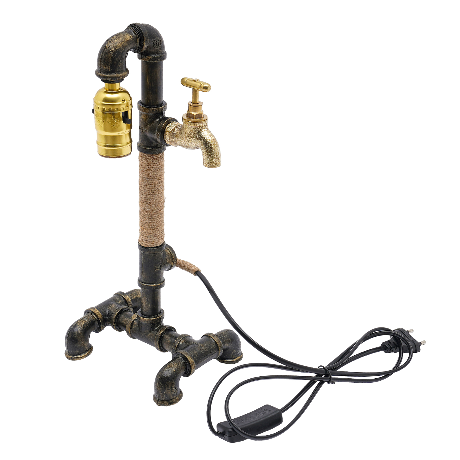 Tischlampe Schreibtischlampe Kreative industrielle Wasserrohrlampe für das Bett (ohne Glühbirne)