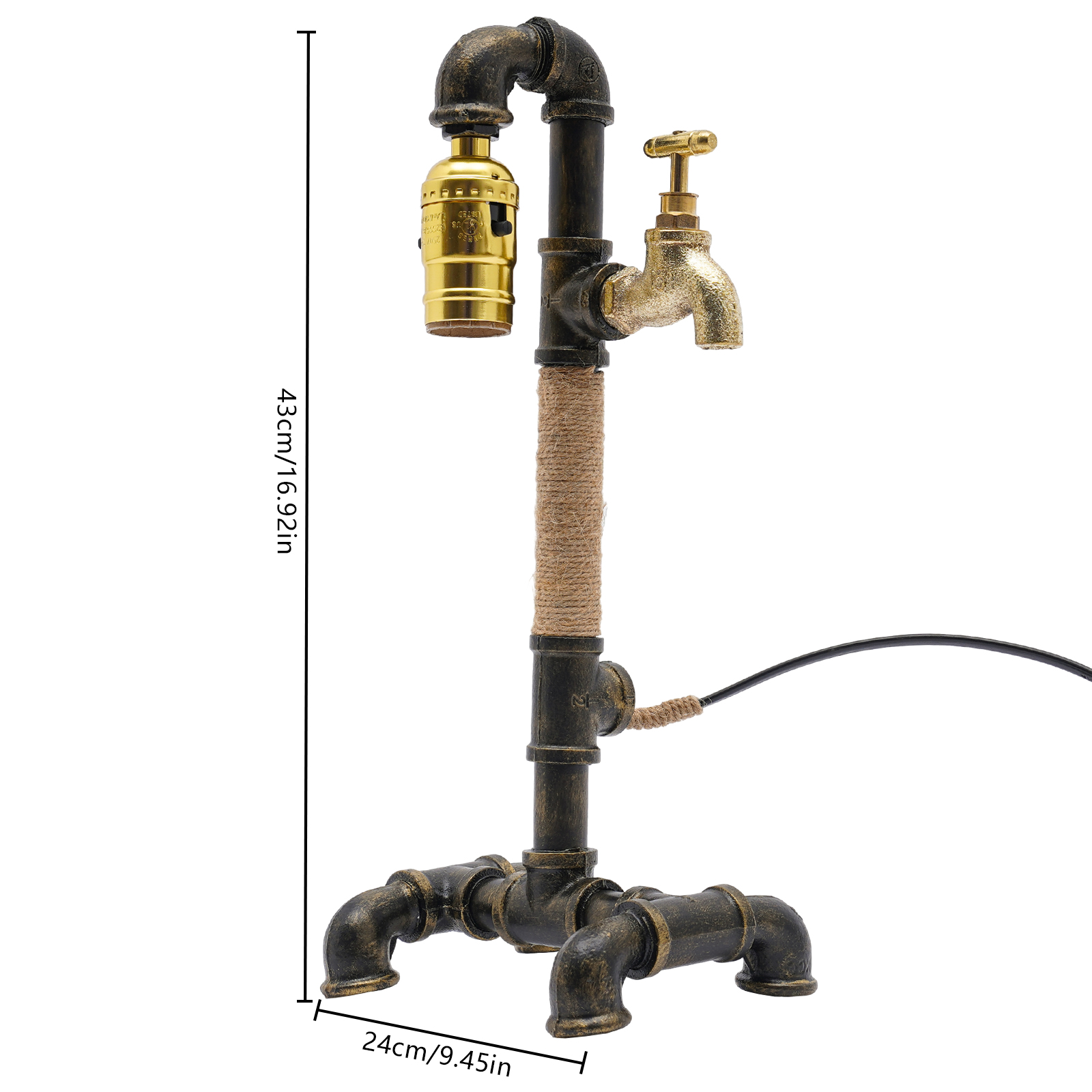 Tischlampe Schreibtischlampe Kreative industrielle Wasserrohrlampe für das Bett (ohne Glühbirne)