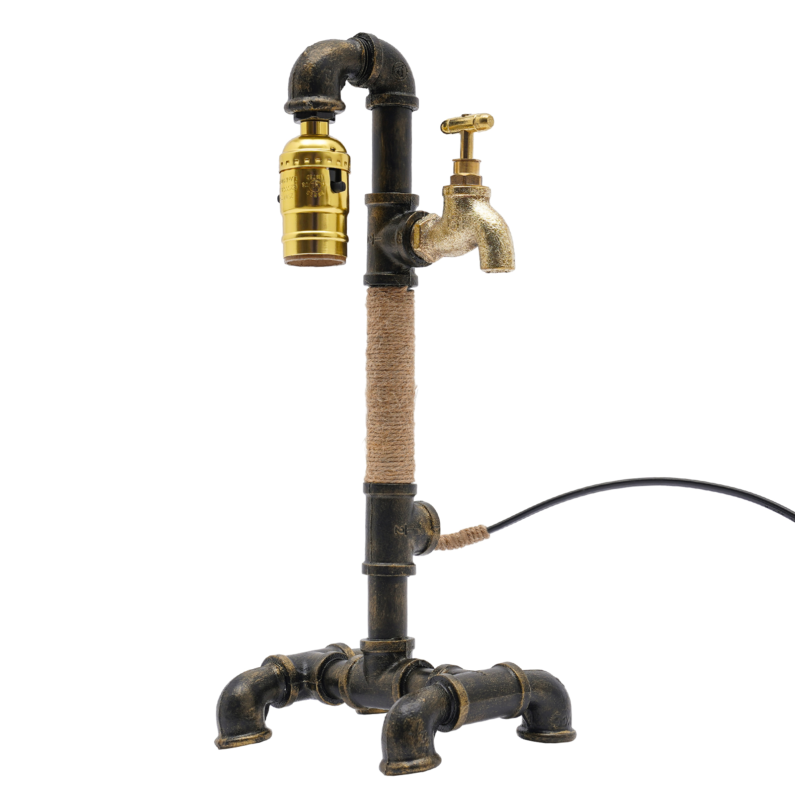 Tischlampe Schreibtischlampe Kreative industrielle Wasserrohrlampe für das Bett (ohne Glühbirne)