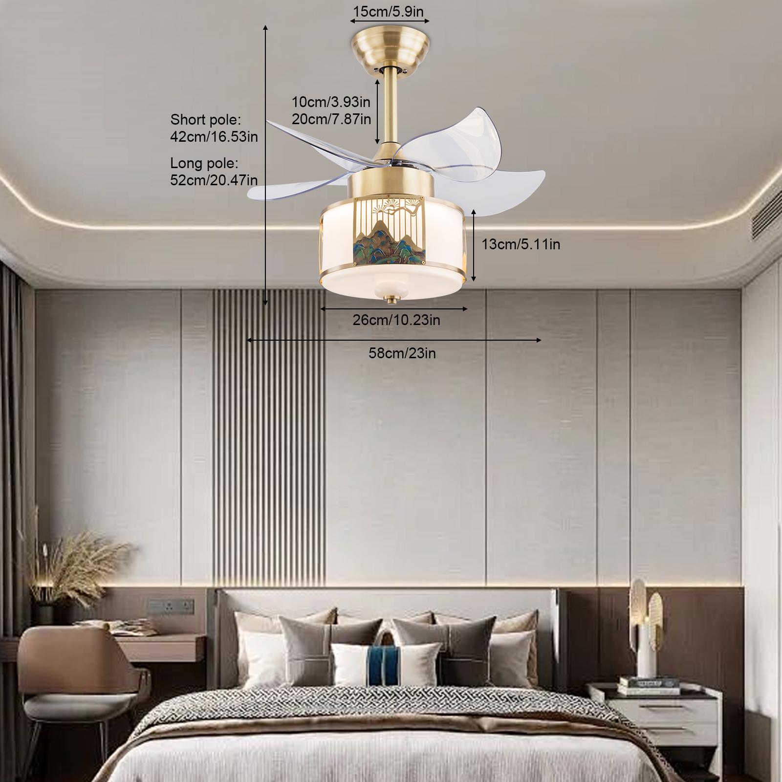 3 Farben LED Deckenventilator Licht, Deckenventilator Licht mit Fernbedienung