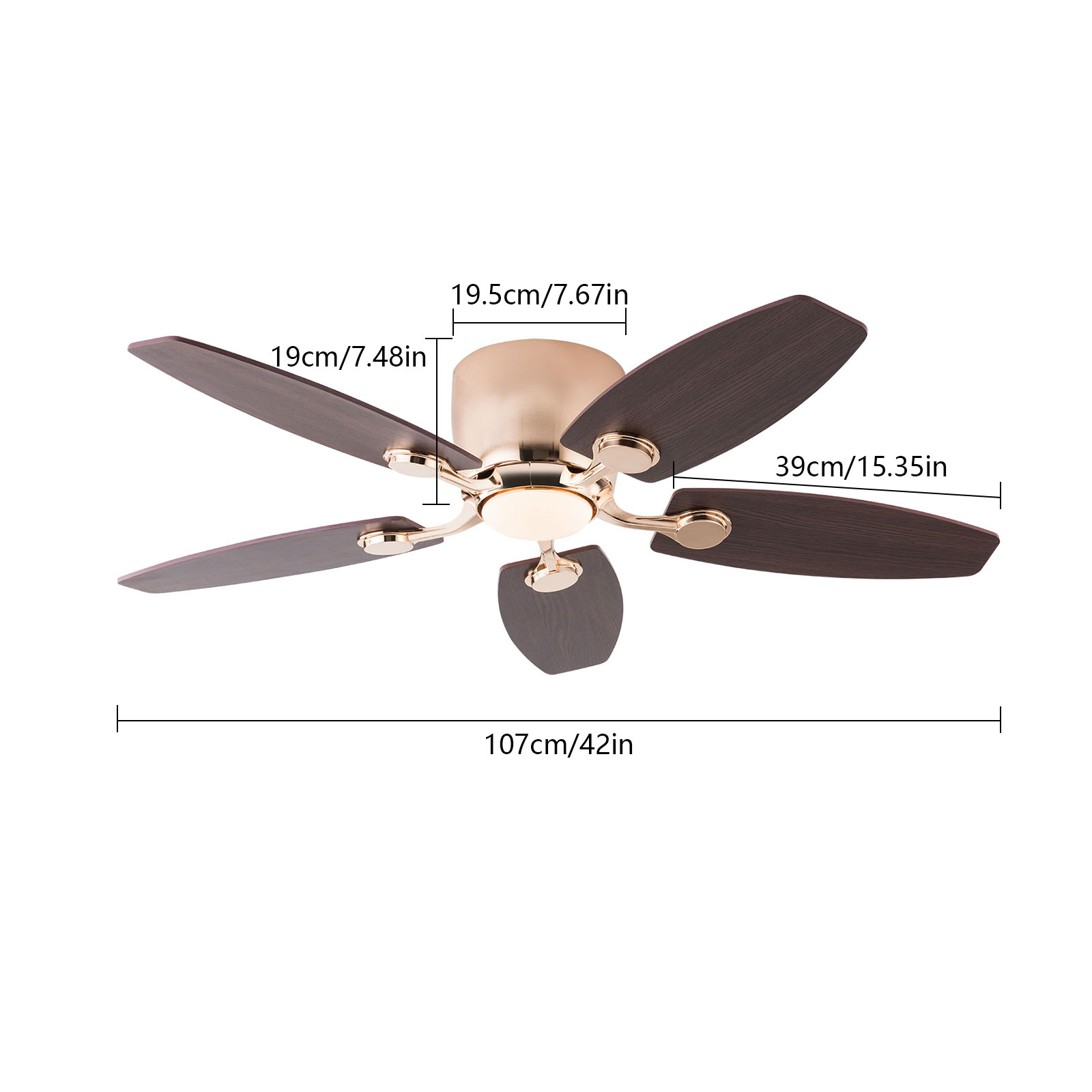 42" LED-Deckenventilatorleuchte mit Licht und Fernbedienung, 3 Farben Deckenventilatorleuchte