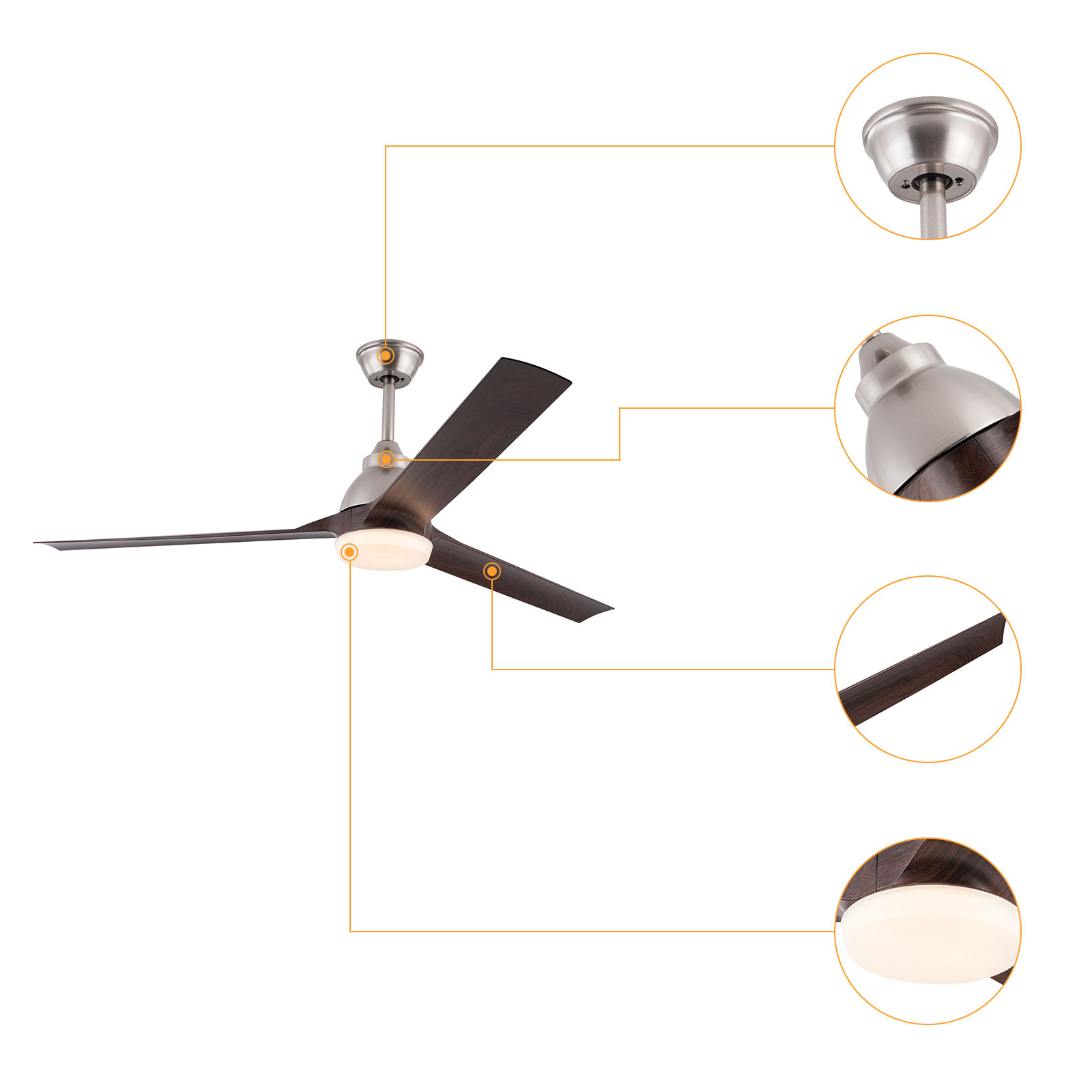 42 Zoll Deckenventilator Licht mit Fernbedienung 45W Weißes Licht Warmes Licht Neutrales Licht