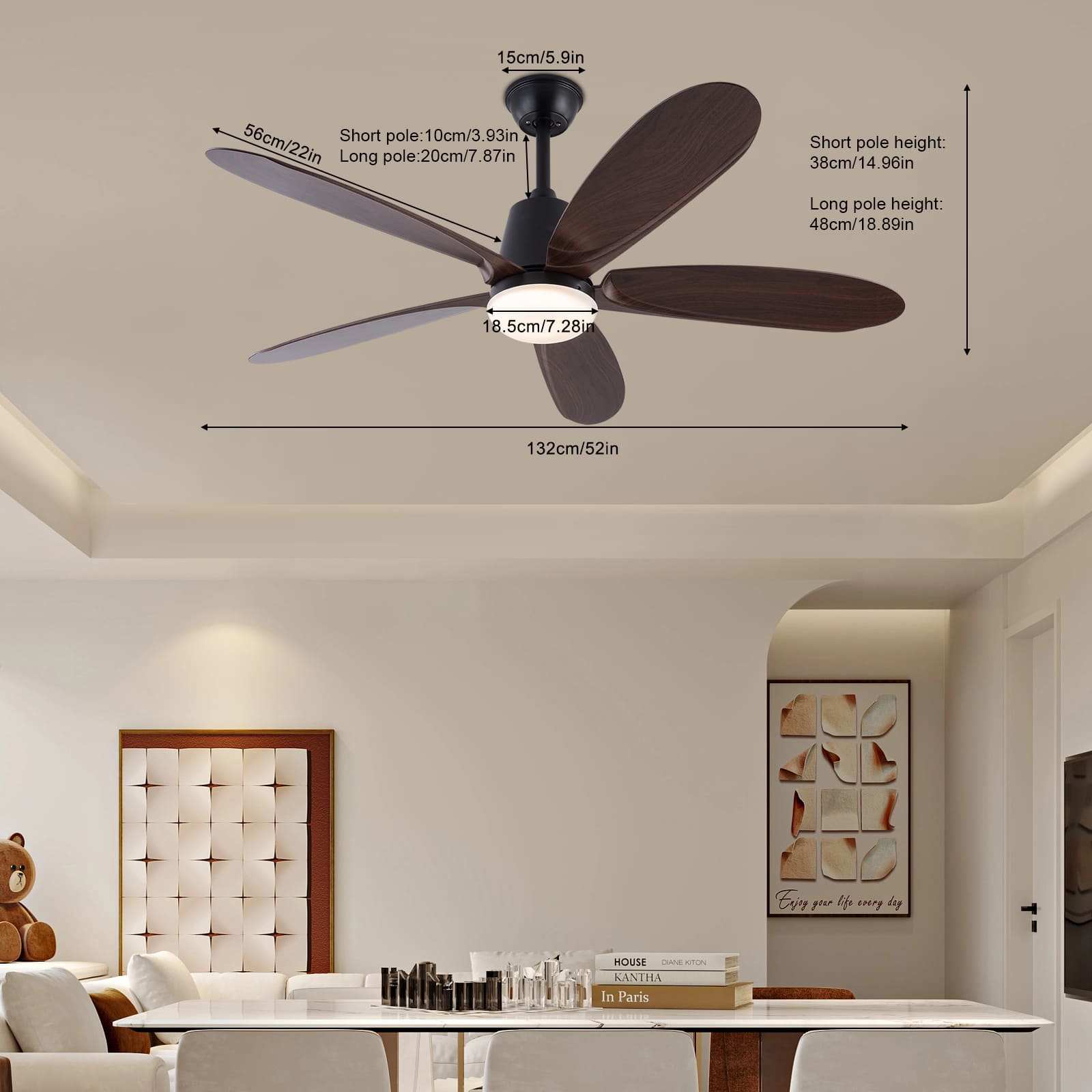 52 Zoll Deckenventilator, moderner Ventilator-Kronleuchter