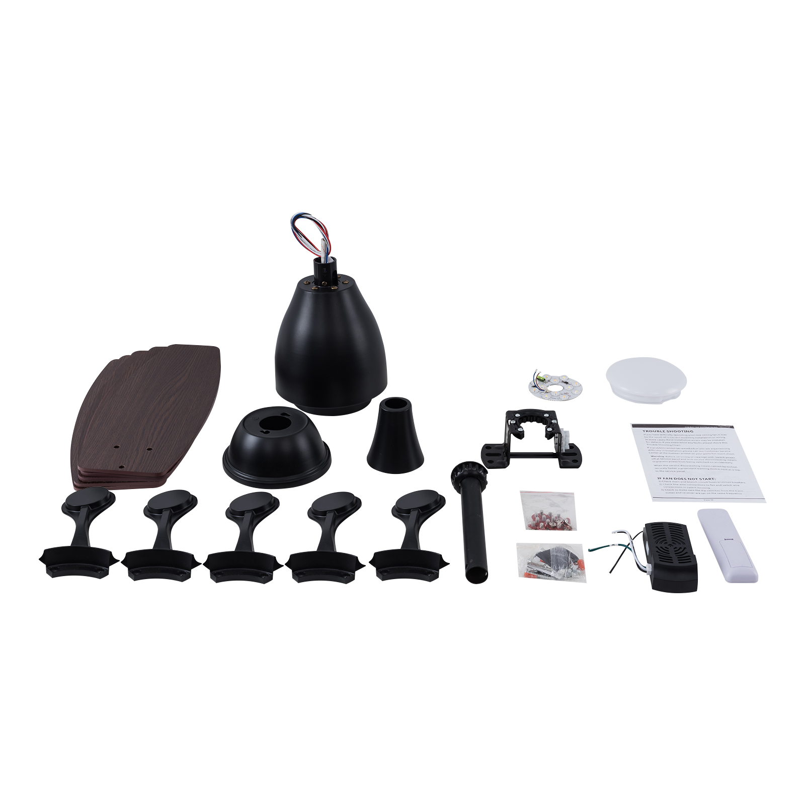 3 Farben LED Deckenventilator Licht, Deckenventilator Licht mit Fernbedienung, Schwarz