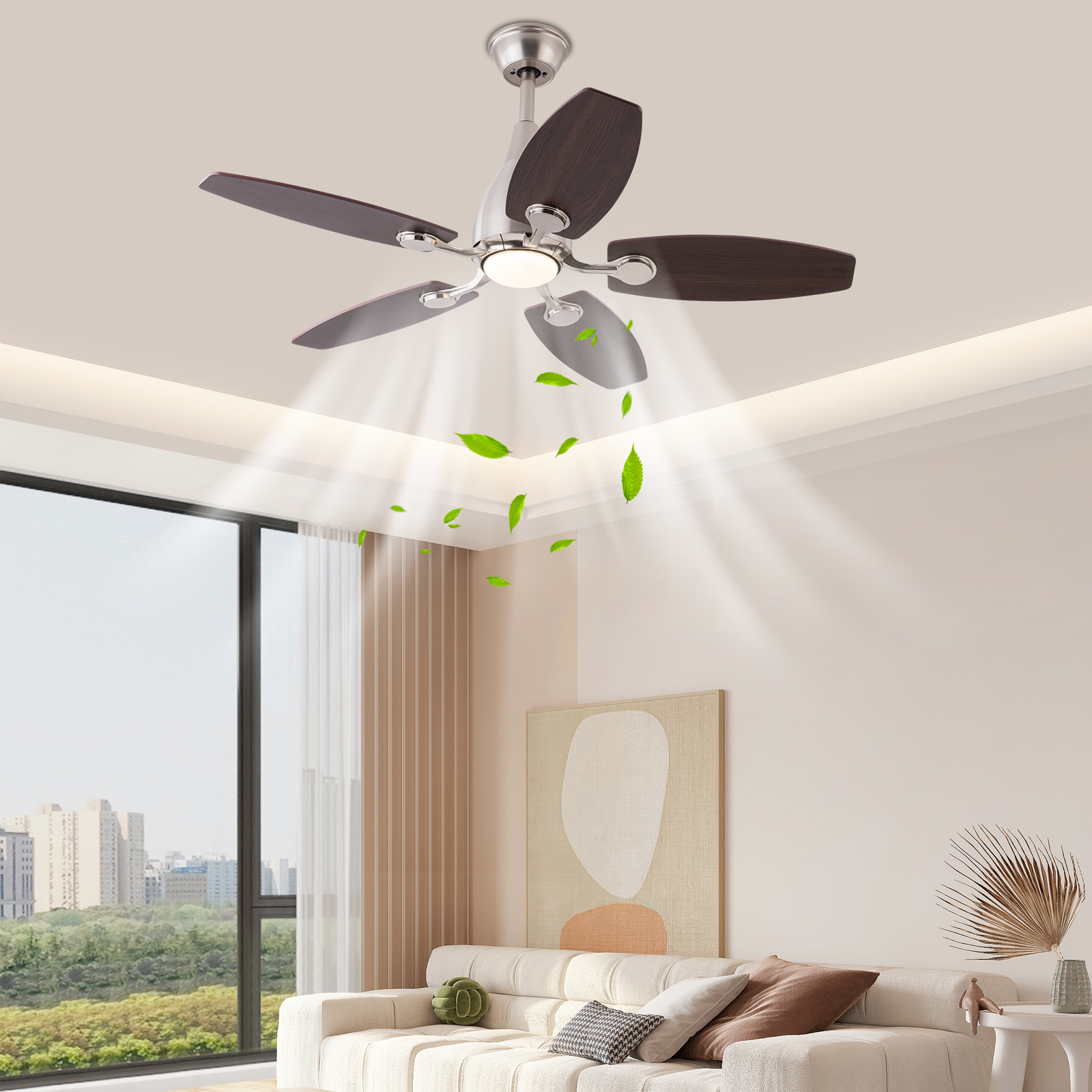 3 Farben Deckenventilatorlicht, mit LED-Licht, mit Fernbedienung