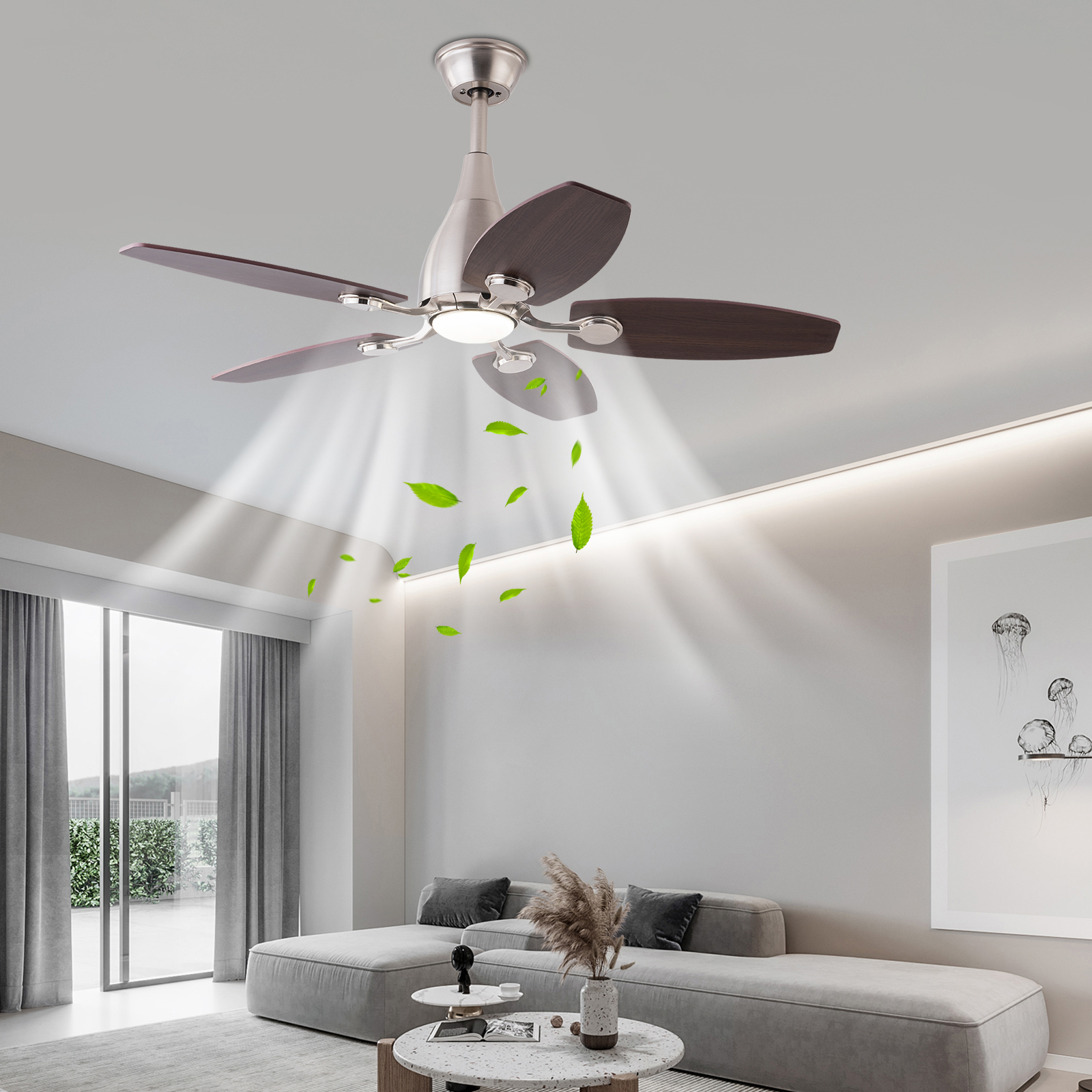 3 Farben Deckenventilatorlicht, mit LED-Licht, mit Fernbedienung