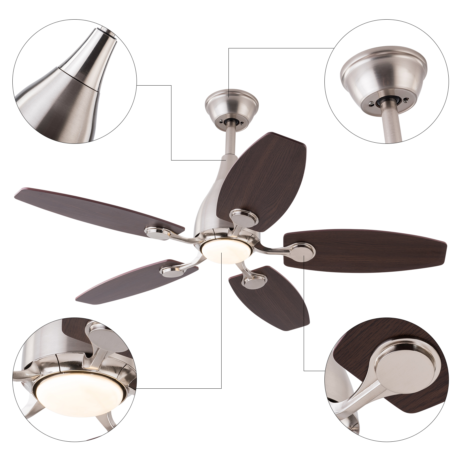 3 Farben Deckenventilatorlicht, mit LED-Licht, mit Fernbedienung