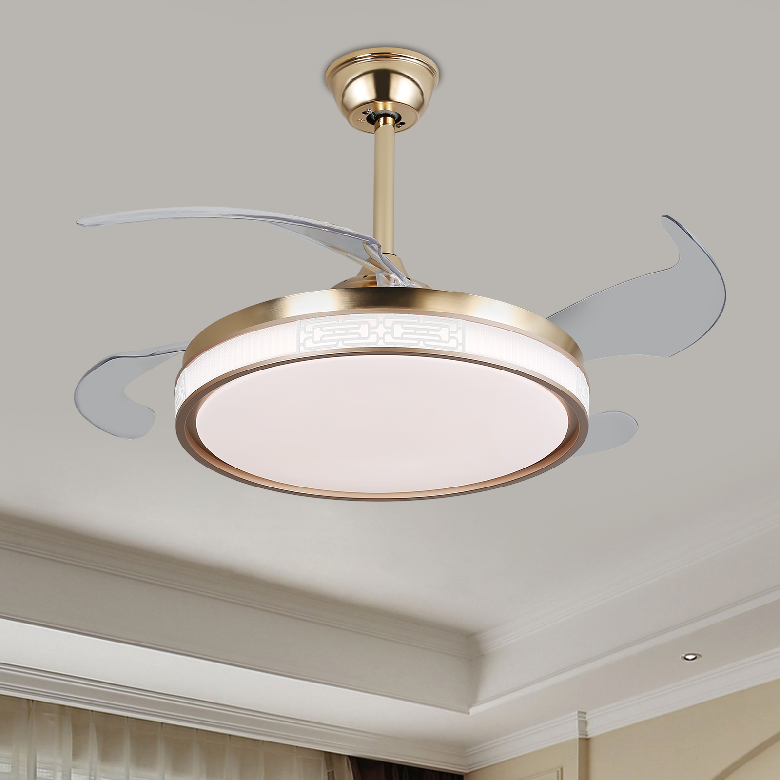 42in CJ139 Ceiling Fan Light, Ceiling Fan Light with Remote Control, Ceiling Fan Lamp for Bedroom Kitchen