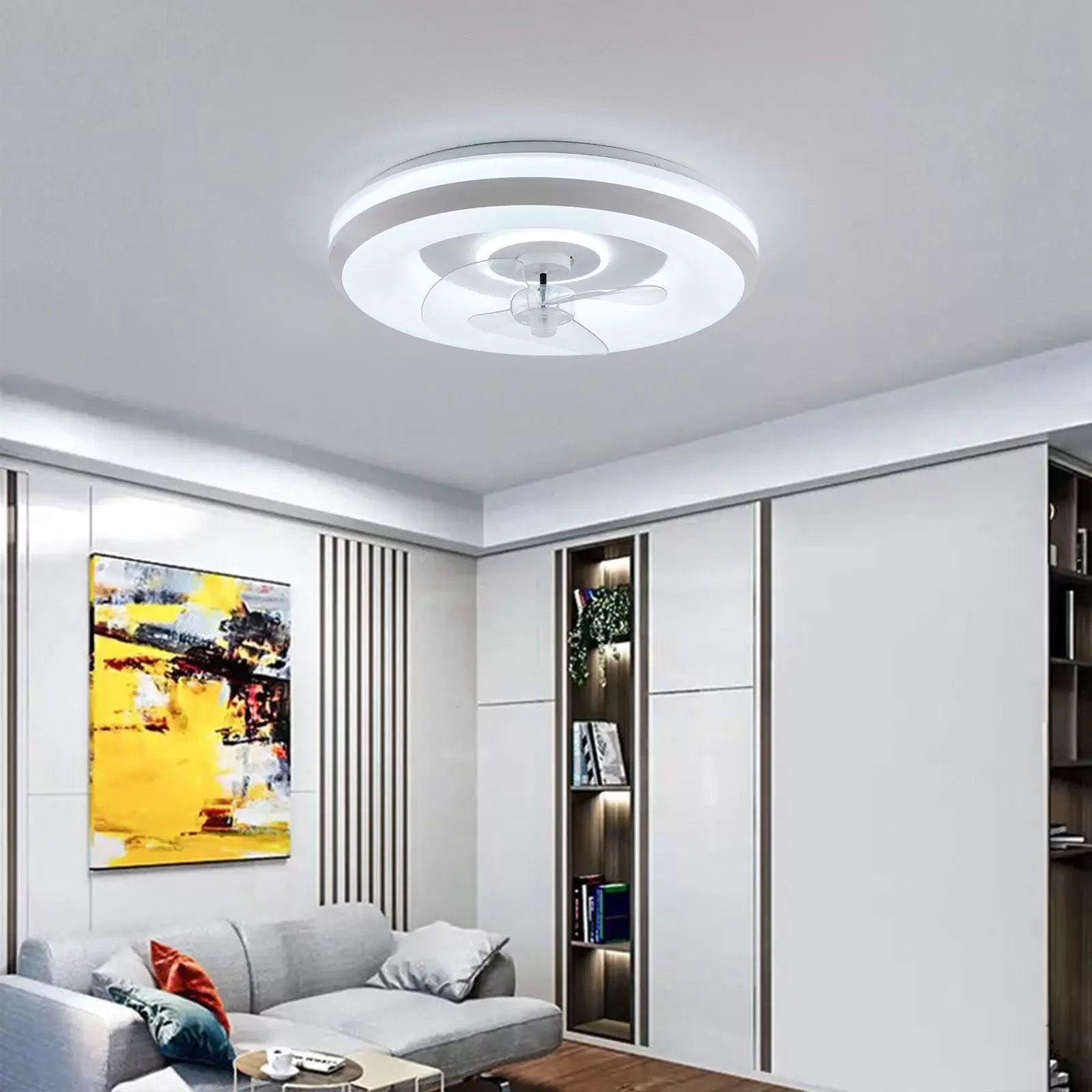 18.5'' Modern LED Deckenventilator Lampe Beleuchtung Licht mit Fernbedienung Neu