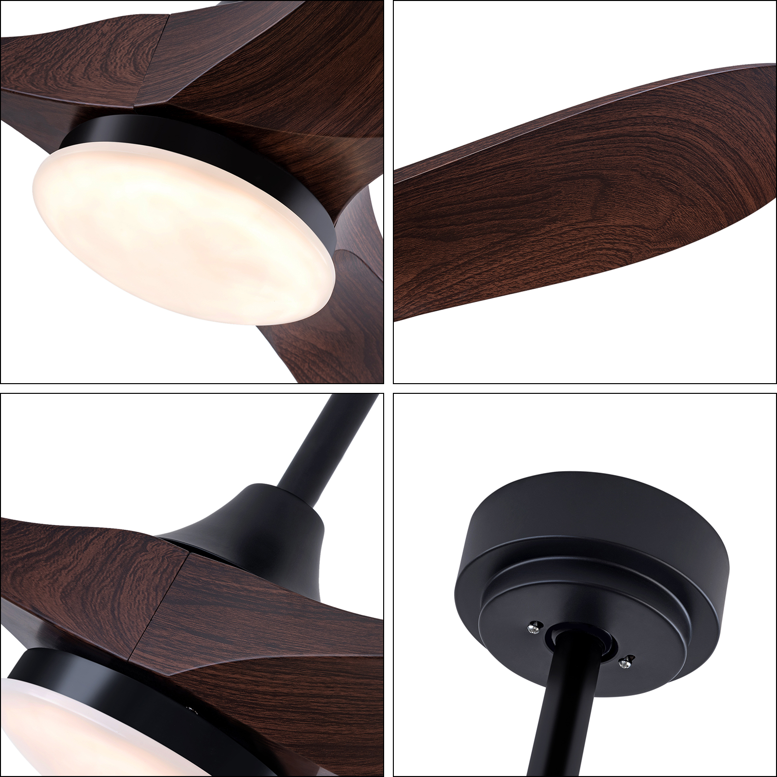 Deckenventilator mit Fernbedienung und LED-Licht, Lichtfarbe: warm, neutral, weiß
