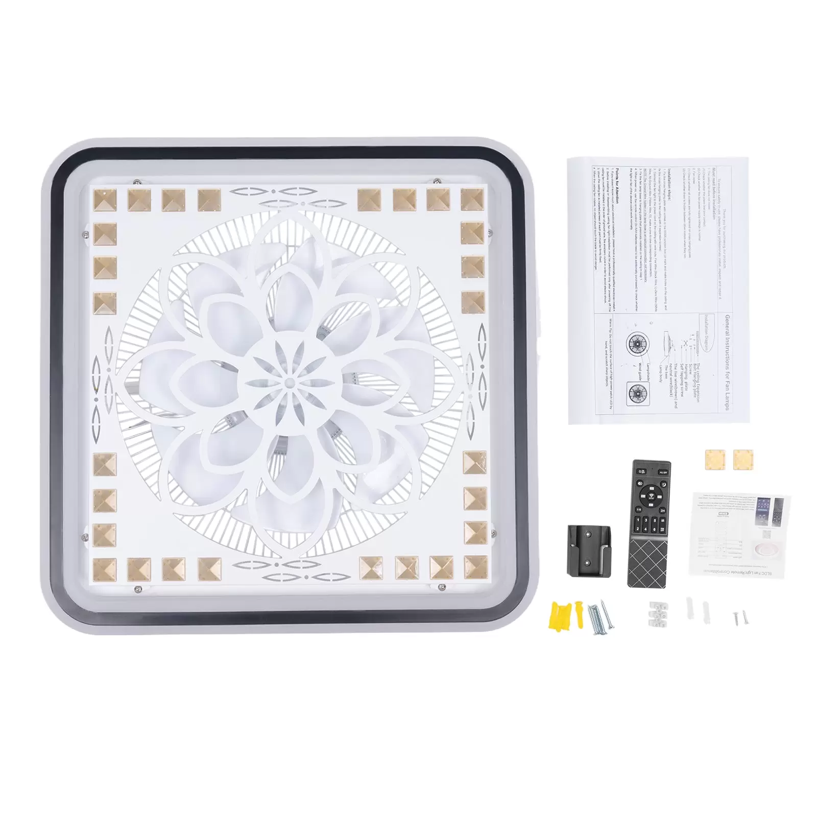 Quadratischer Beleuchtungsventilator LED-Licht mit Fernbedienung verstellbarer Ventilator Deckenleuchte