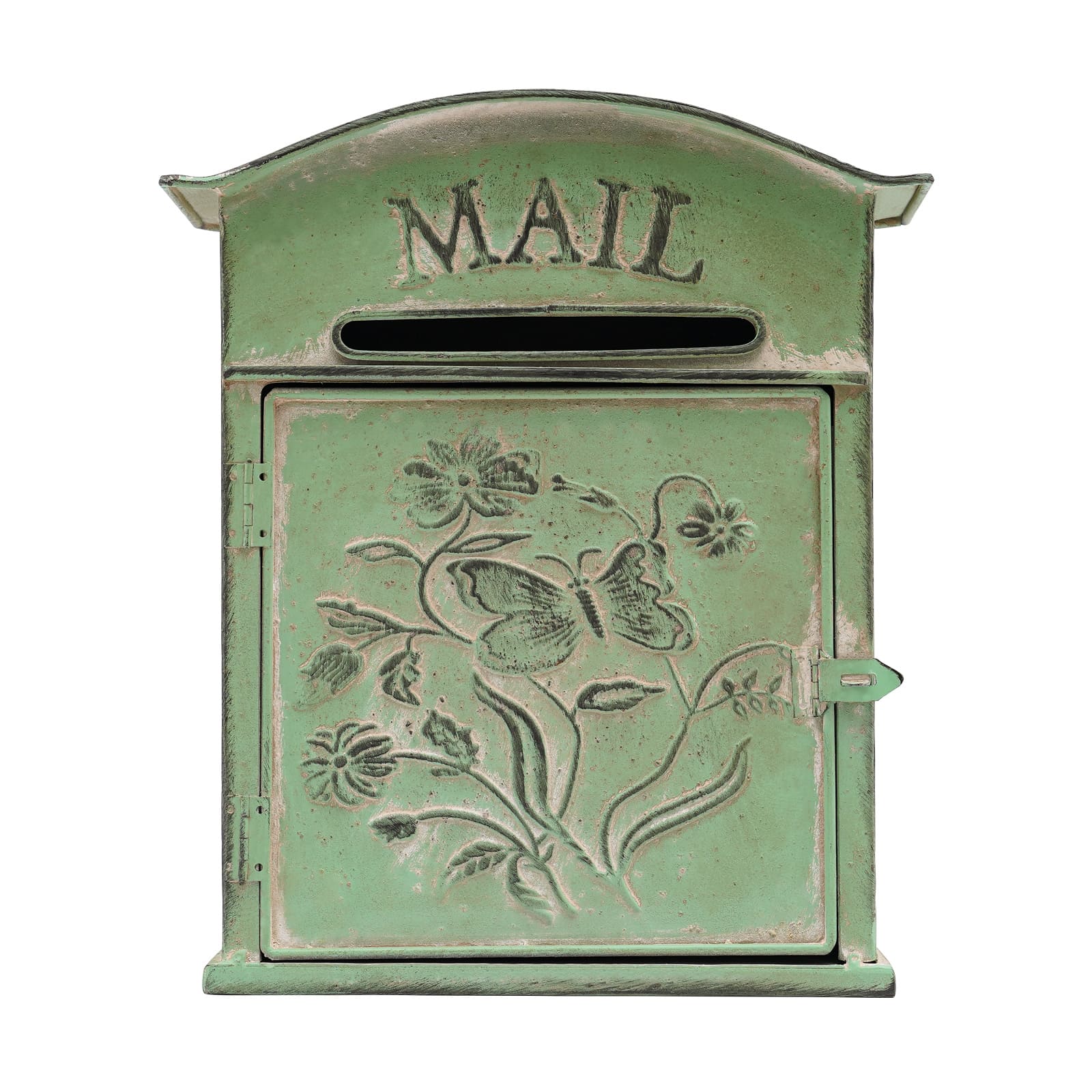 Vintage-Briefkasten – Wandmontage – nostalgischer Briefkasten – für Wand, Schuppen, Tür oder Garage – Grün – Heimdekor – 27 x 10,5 x 31,2 cm