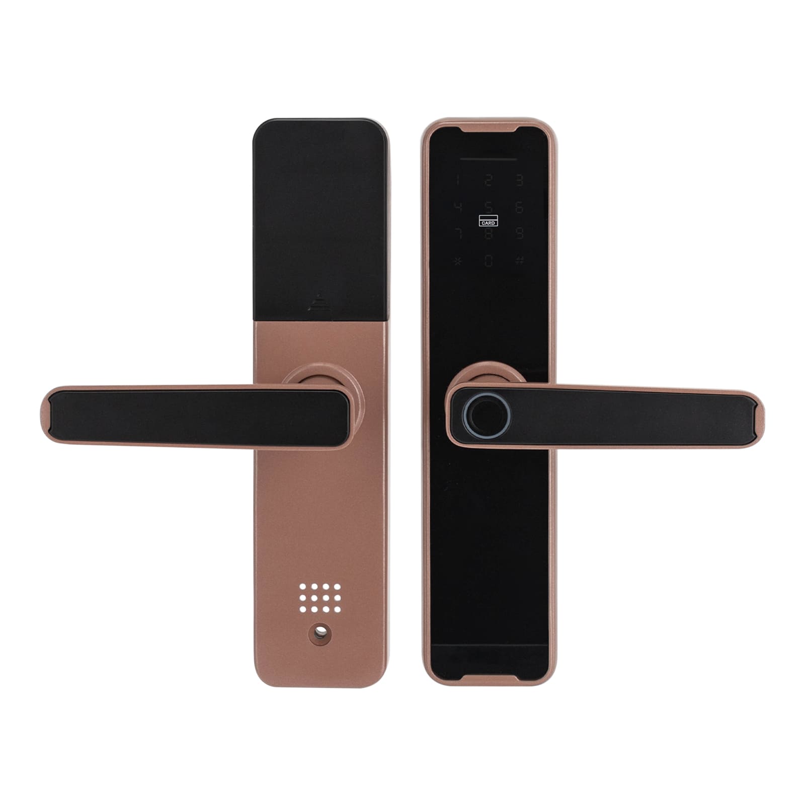 Türschloss mit Fingerabdruck, intelligenter Türgriff, biometrisches Türschloss (Roségold)