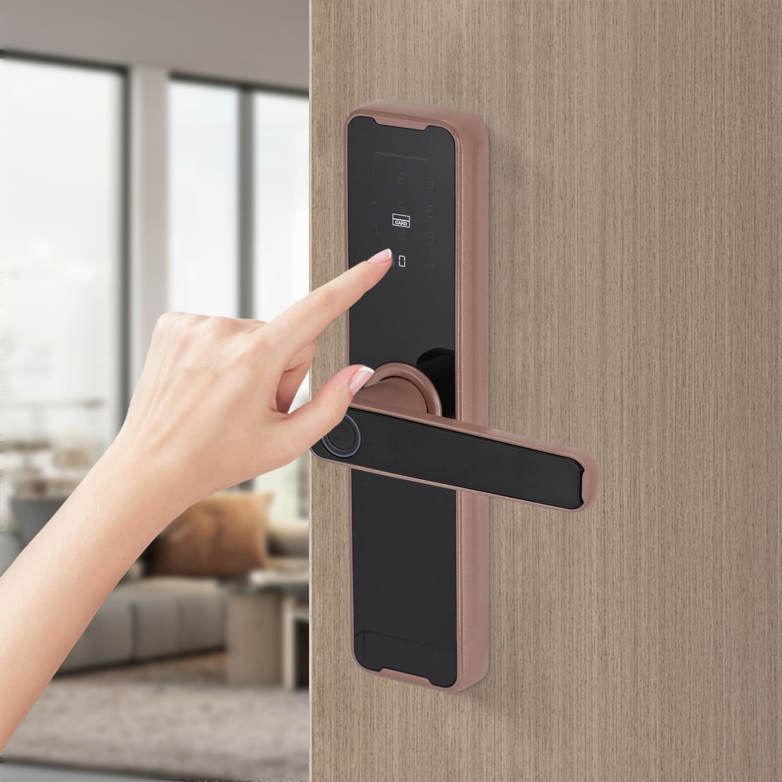 Türschloss mit Fingerabdruck, intelligenter Türgriff, biometrisches Türschloss (Roségold) Türschloss mit Fingerabdruck, intelligenter Türgriff, biometrisches Türschloss (Roségold)
