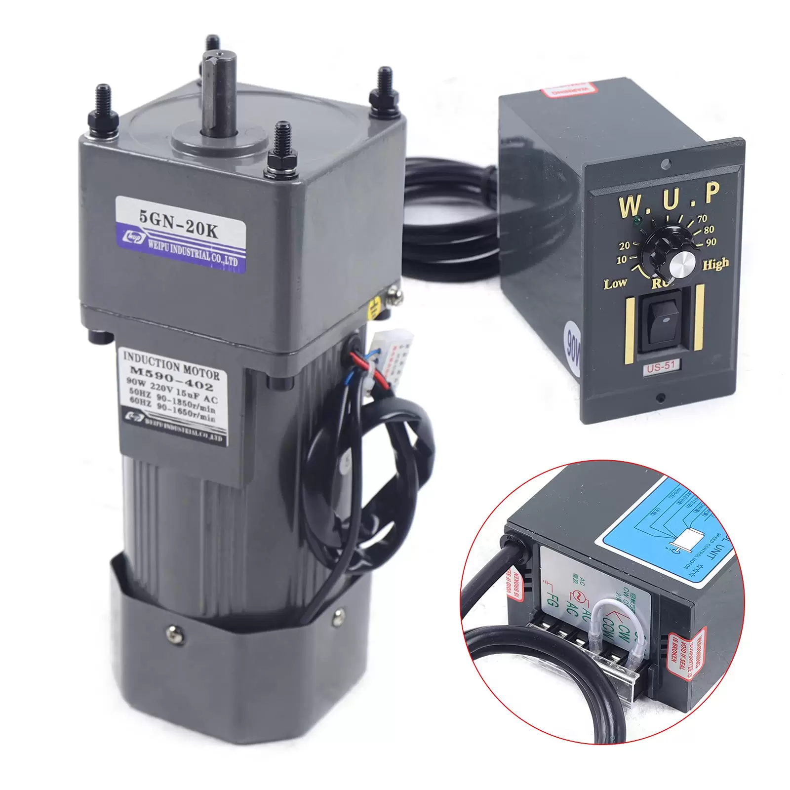 90W 220V Getriebemotor Elektromotor Mit Controller Motor Reduzierstück 20K 1:20 90W 220V Getriebemotor Elektromotor Mit Controller Motor Reduzierstück 20K 1:20