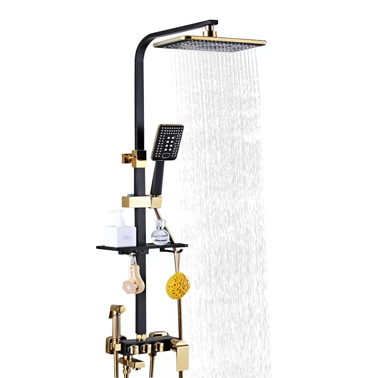 Duschsystem , Edelstahl Regendusche Duschset Duschgarnitur mit Ablage, Duschkopf