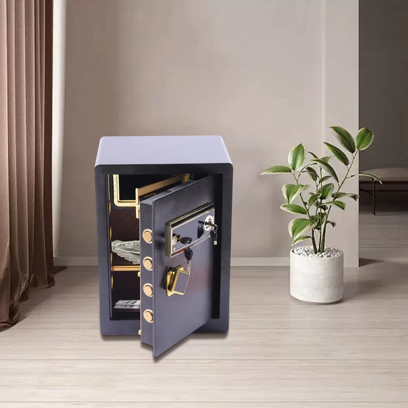 Tresor mit alarm Möbeltresor Safe Schlüssel Geldschrank Geldsafe