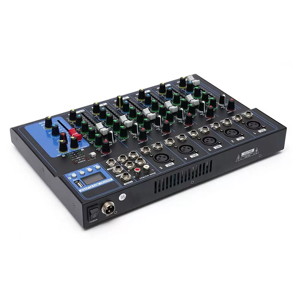 Digitaler Audio Mixer - 7-Kanal Sound Mixing Console, Digitales Mischpult für Aufnahme DJ Network