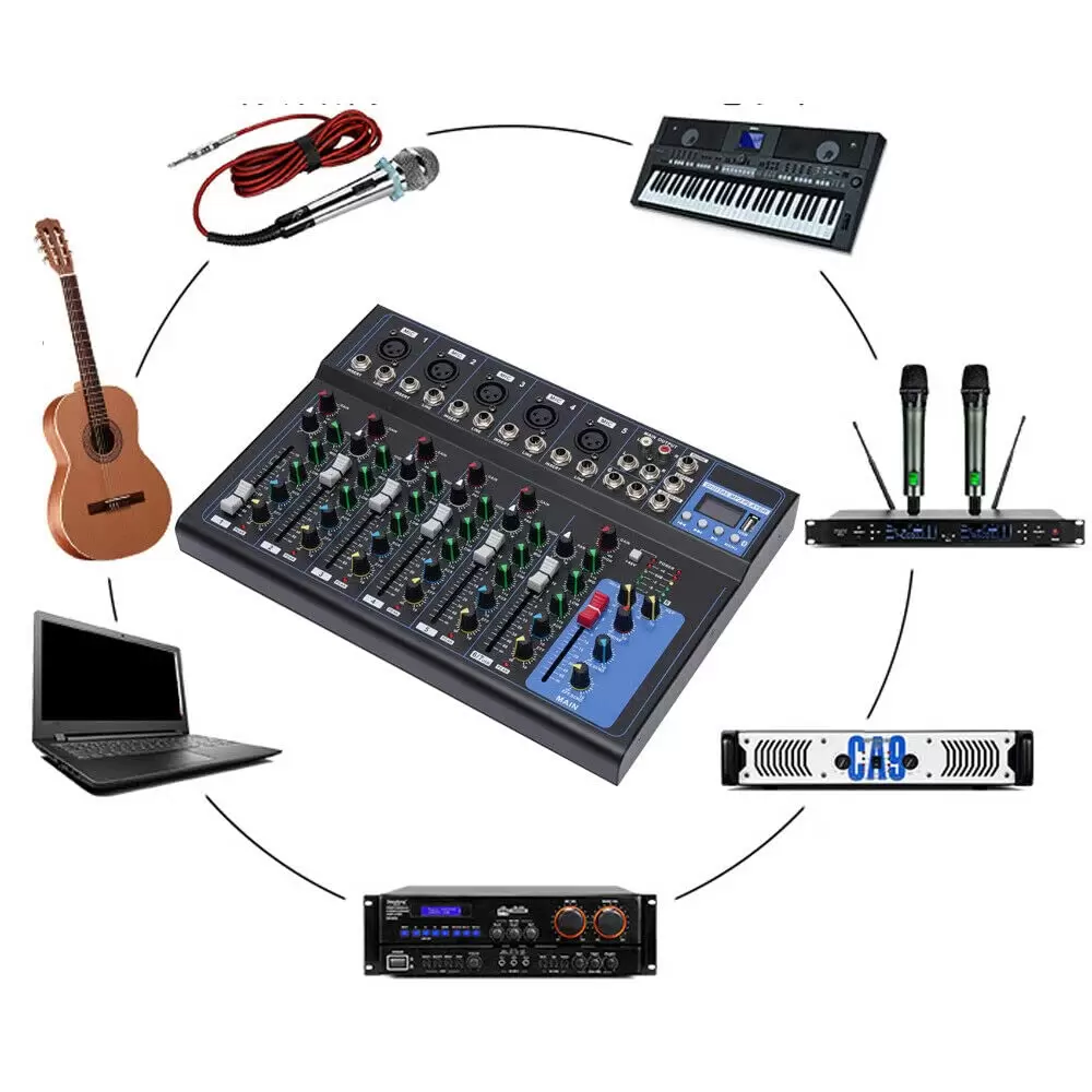 Digitaler Audio Mixer - 7-Kanal Sound Mixing Console, Digitales Mischpult für Aufnahme DJ Network Digitaler Audio Mixer - 7-Kanal Sound Mixing Console, Digitales Mischpult für Aufnahme DJ Network