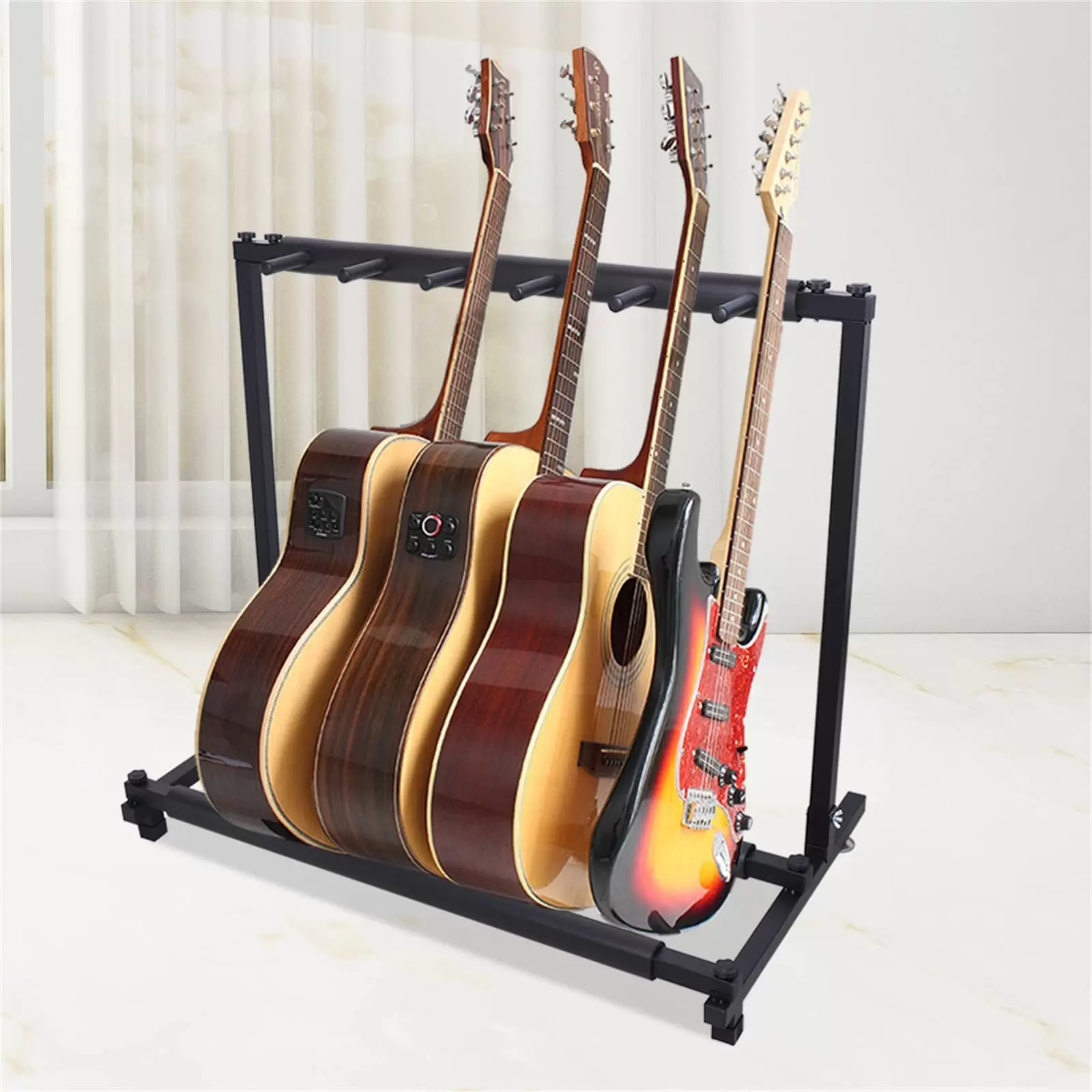 5-Fach Gitarrenständer, Multifunktion Gitarrenhalter Universal Mehrfachständer Gitarrenstaender Metallgitarren