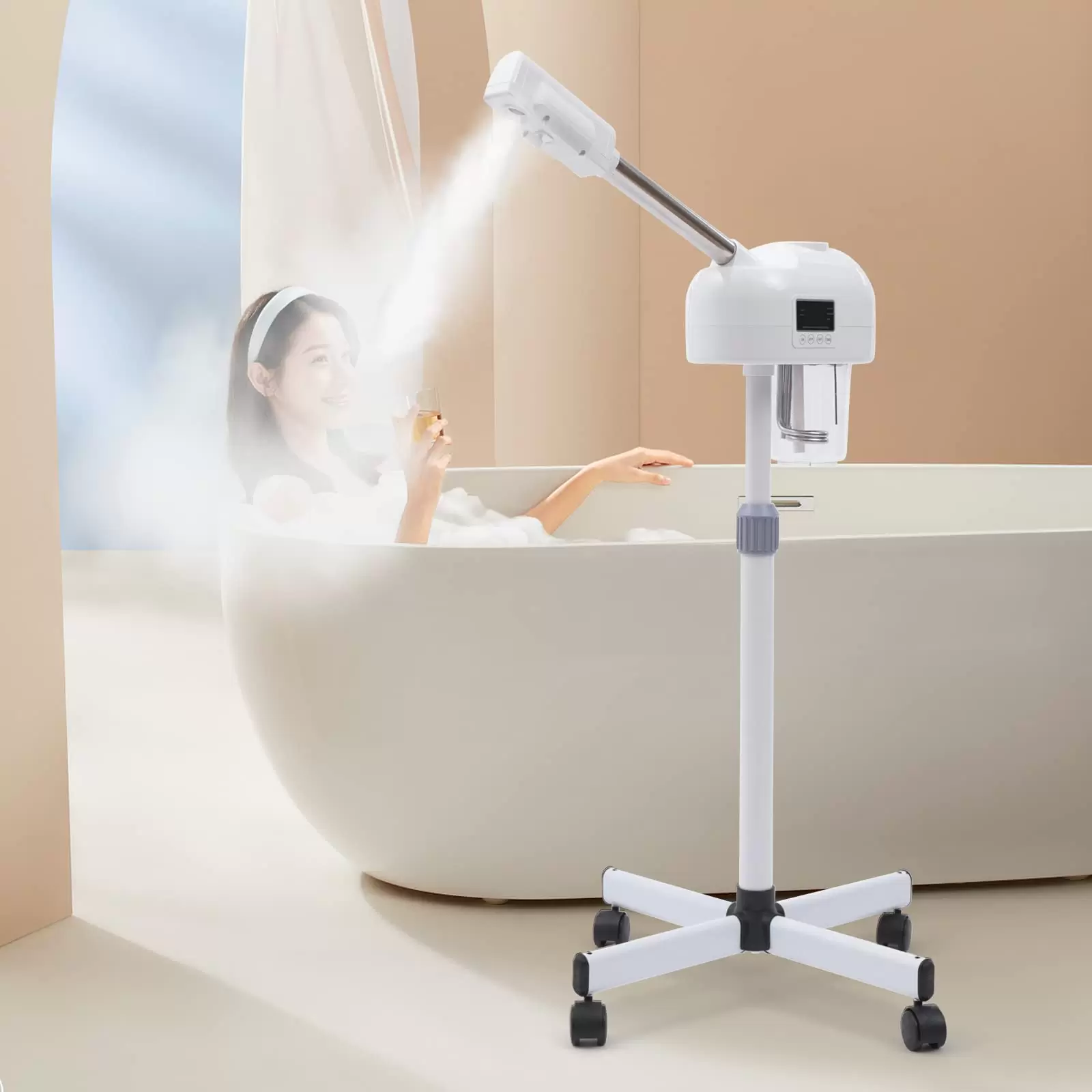 Gesichtsdampfer Heißes und kaltes 750W Weiß Dualspray 360° Drehbaren Düse