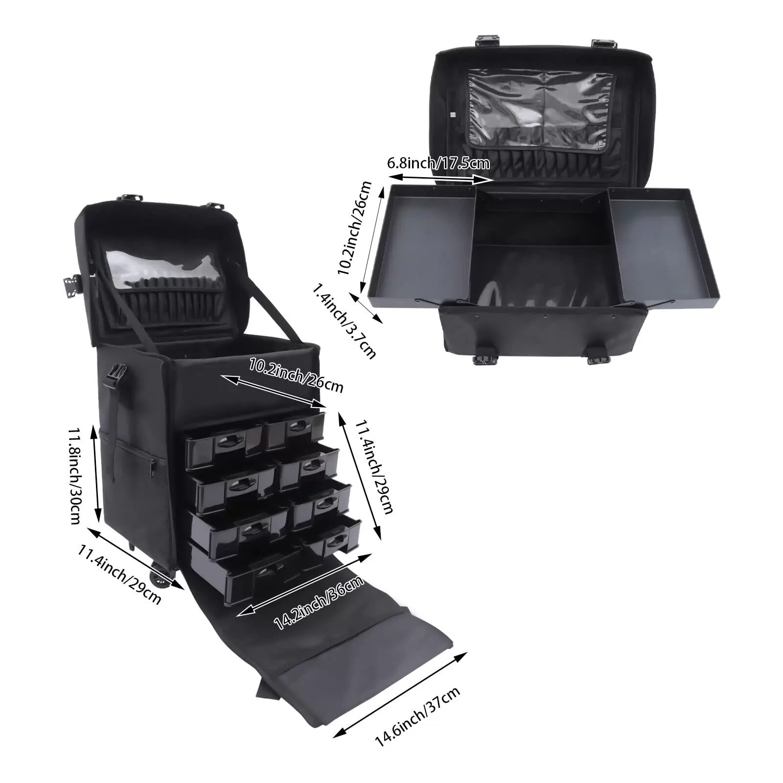 CNCEST 2 in 1 Kosmetikkoffer groß Beauty Case Friseurkoffer Kosmetik Trolley Make up Koffer Schminkkoffer