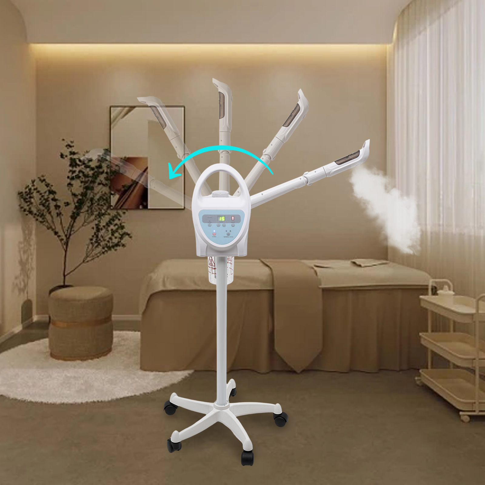 Gesichtsdampfer, Dampfgerät mit ausziehbarem Arm, professioneller Gesichtsdampfer zur Tiefenreinigung Gesichtsdampfer, Dampfgerät mit ausziehbarem Arm, professioneller Gesichtsdampfer zur Tiefenreinigung