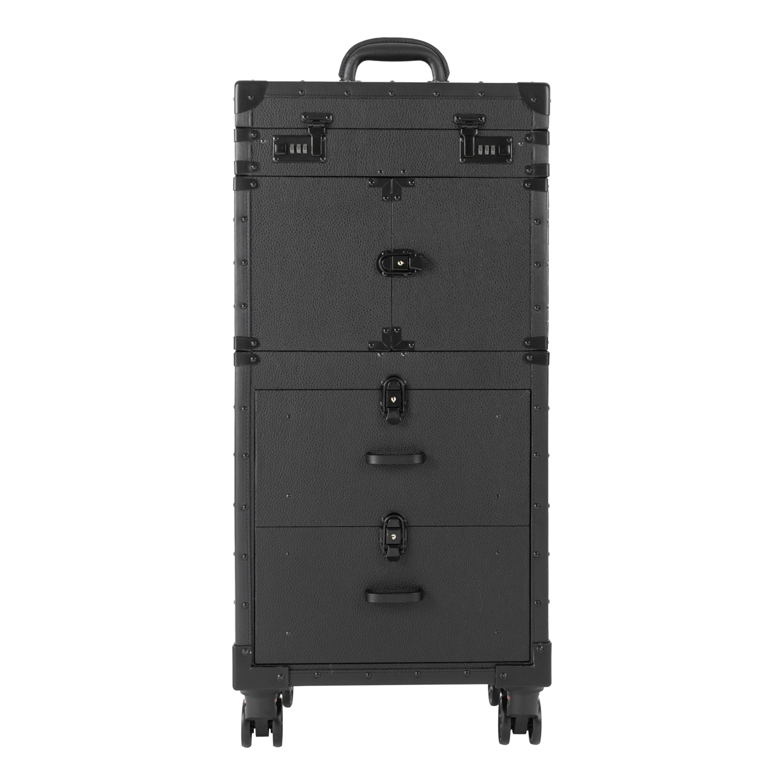 Make-up-Rollkoffer, großer Kosmetiktrolley, Roll-Make-up-Koffer, geeignet für professionelle Visagisten und Nageltechniker, Schwarz
