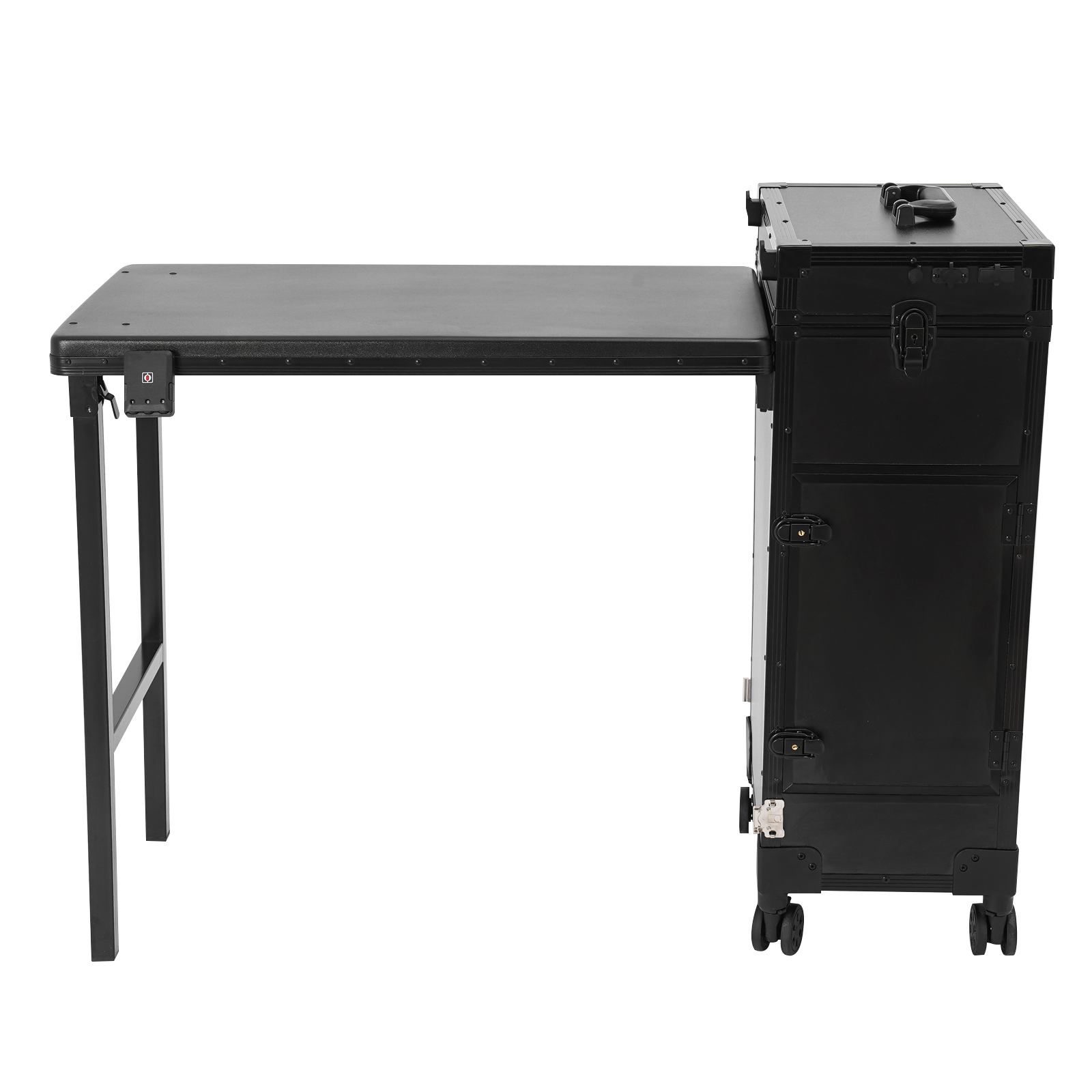 3 Drawers Travel Makeup Case, Makeup Case for Professional Makeup Artists, Makeup Case With Mirror - Black frame