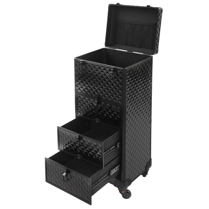 Aufbewahrungsbox für Maskenbildner mit Schublade, Make-up-Rollerbox - Black Water Cube