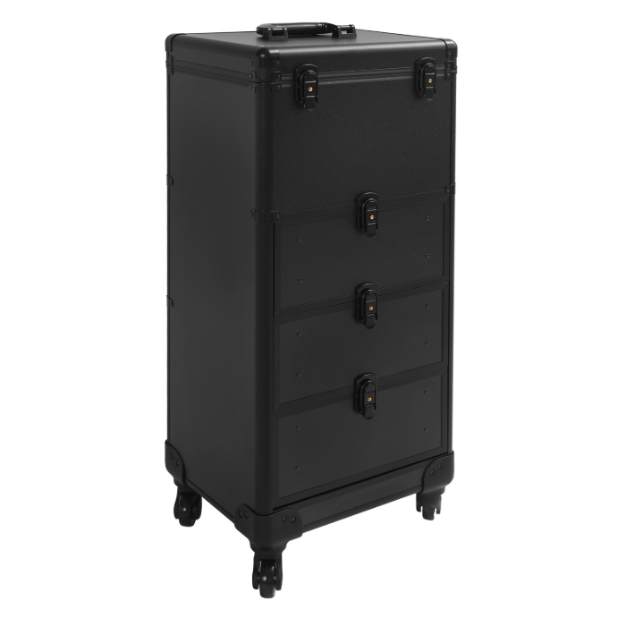 Make-up-Artist-Aufbewahrungsbox im Schubladenstil, Roll-Make-up-Box - schwarz glänzend