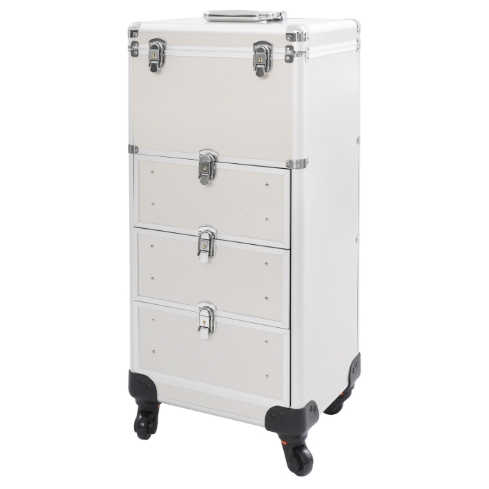 Make-up-Artist-Aufbewahrungsbox im Schubladen-Stil, Roll-Make-up-Box - Silber glänzend