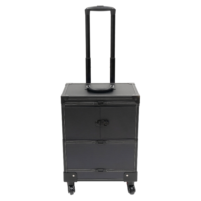Professioneller Make-up-Trolley, Tattoo- und Nailart-Werkzeugkasten, rechtwinklig, schwarz