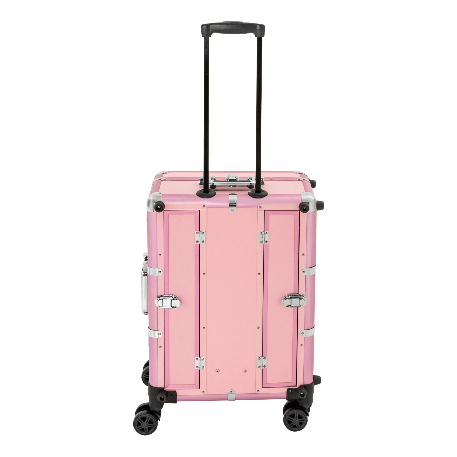 CNCEST Rollen Makeup Zug Koffer mit beleuchtetem Spiegel große Make-up Kosmetik Orgainzer Box Reisekoffer mit Bluetooth Professionelle Tragbare Aluminiumlegierung Trolley Salonstation - Rosa